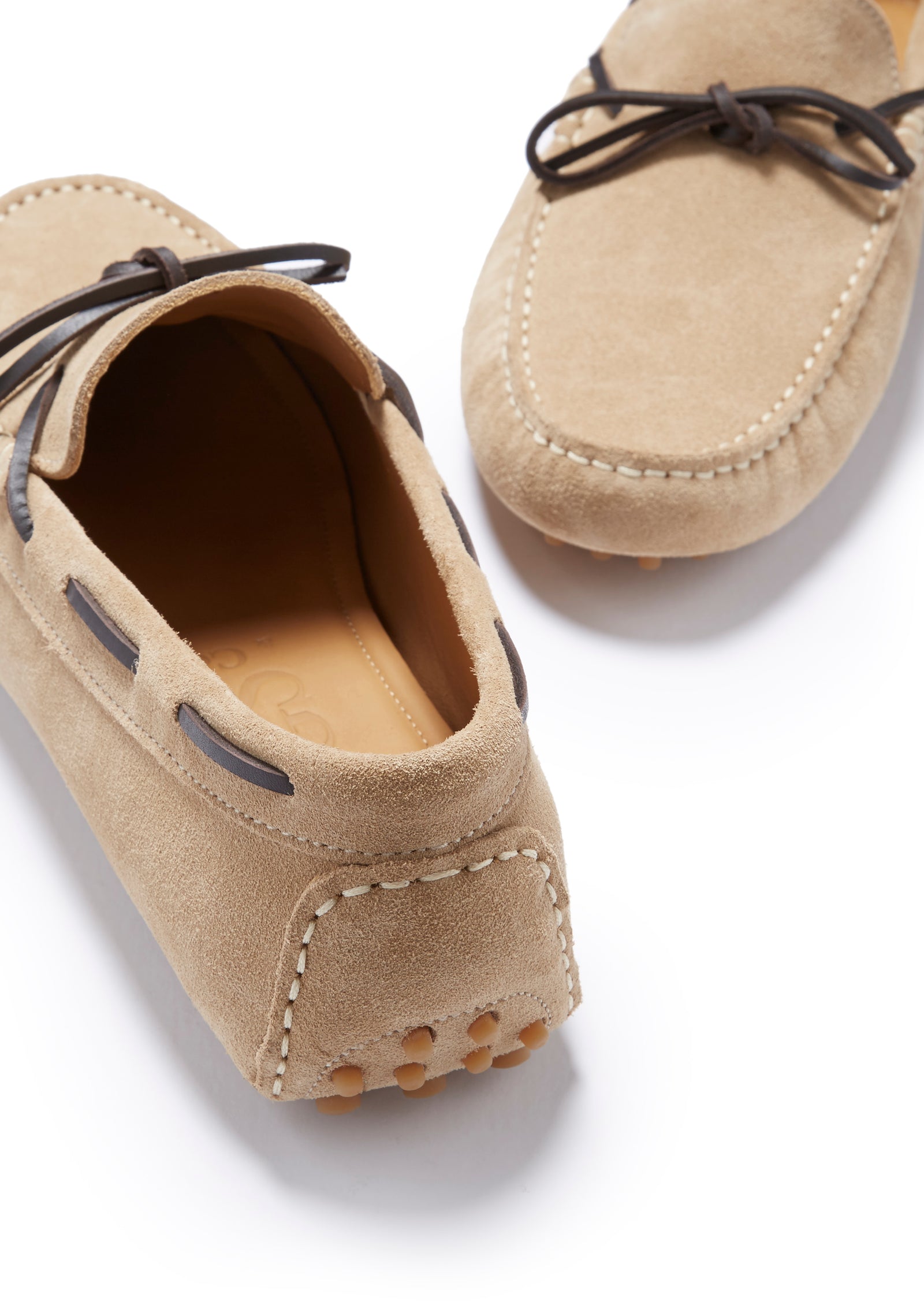 Mocassins à lacets, daim taupe