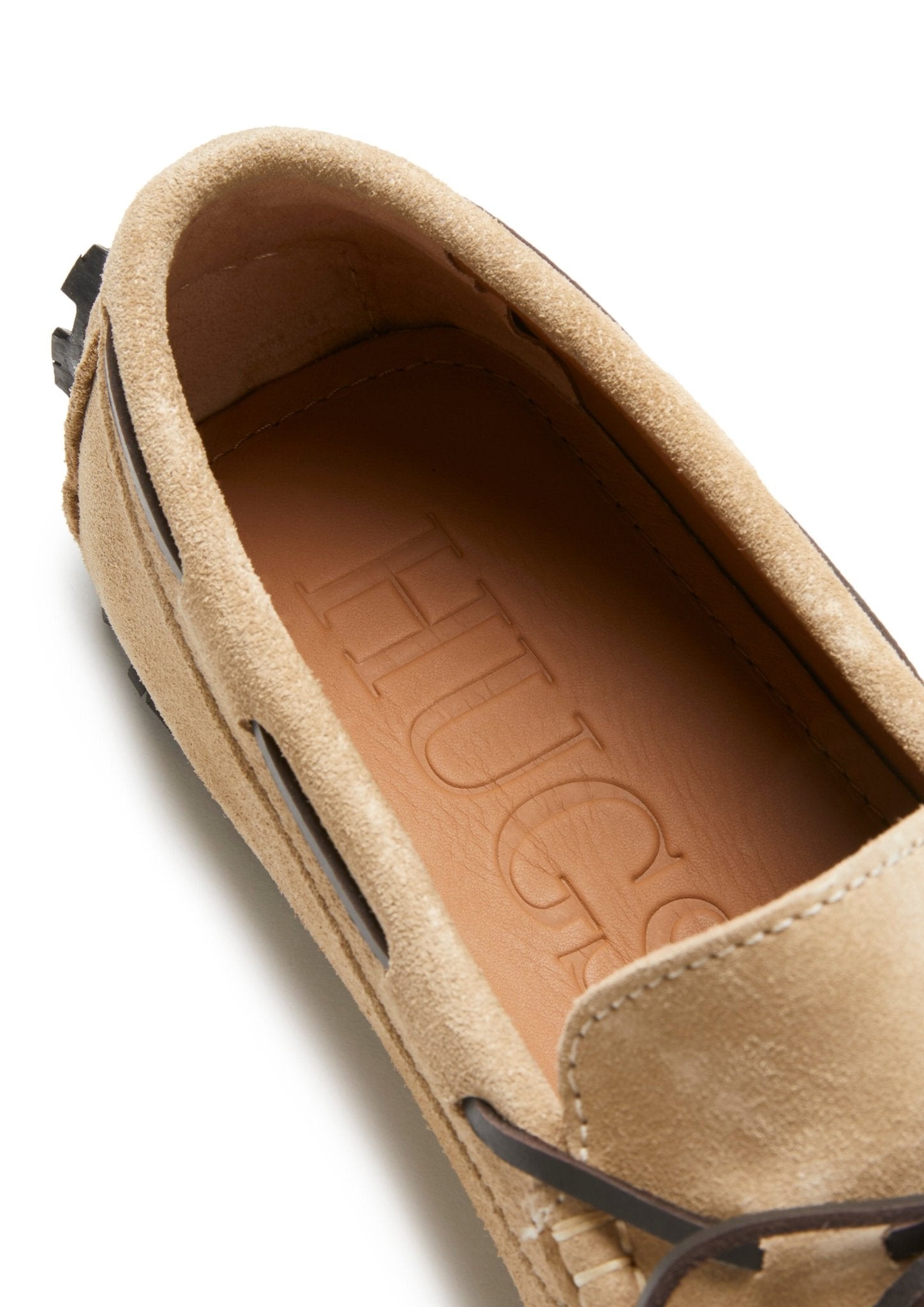Tyre Sole Laced Driving Loafers, taupe suede - Hugs & Co.