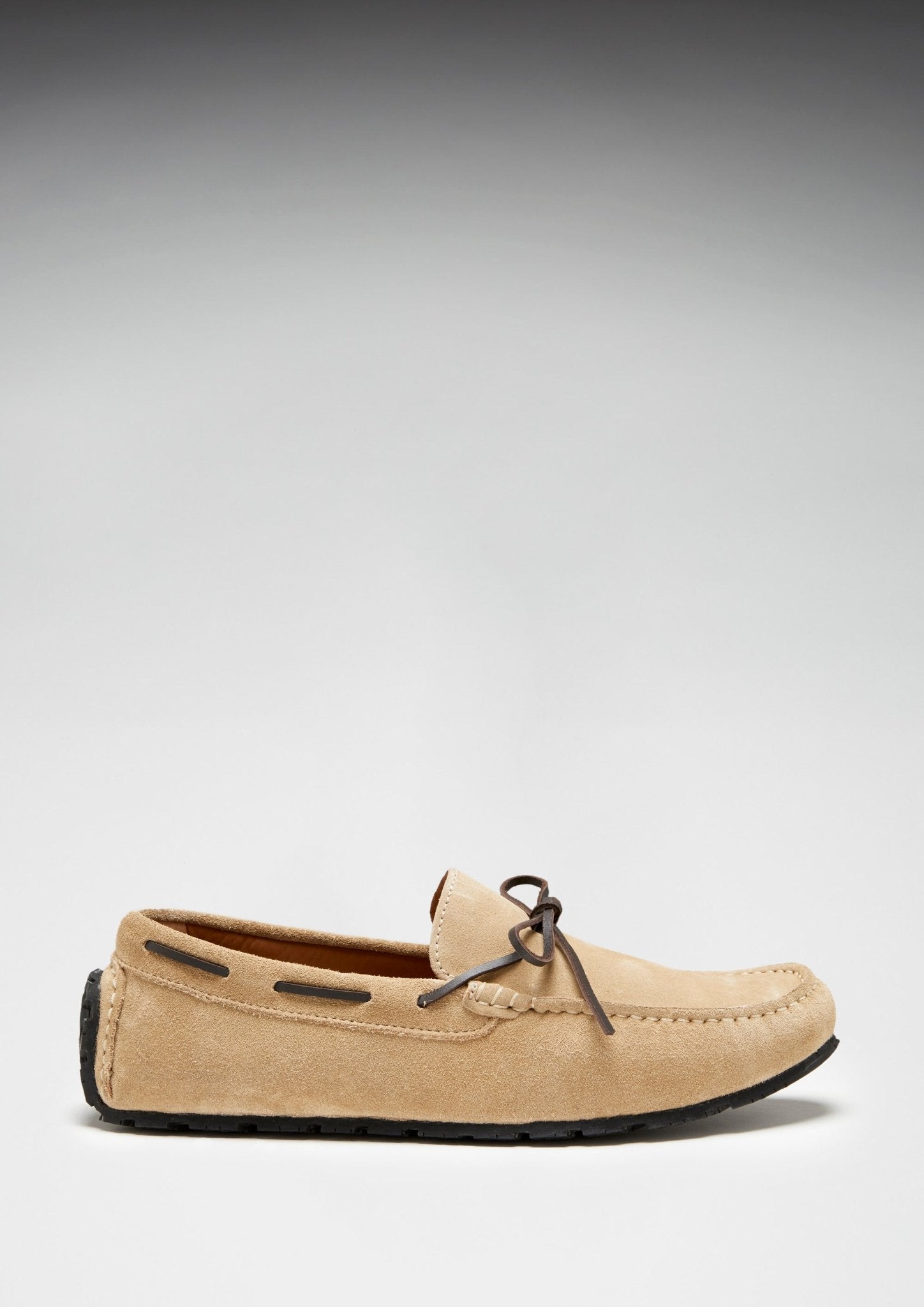 Tyre Sole Laced Driving Loafers, taupe suede - Hugs & Co.