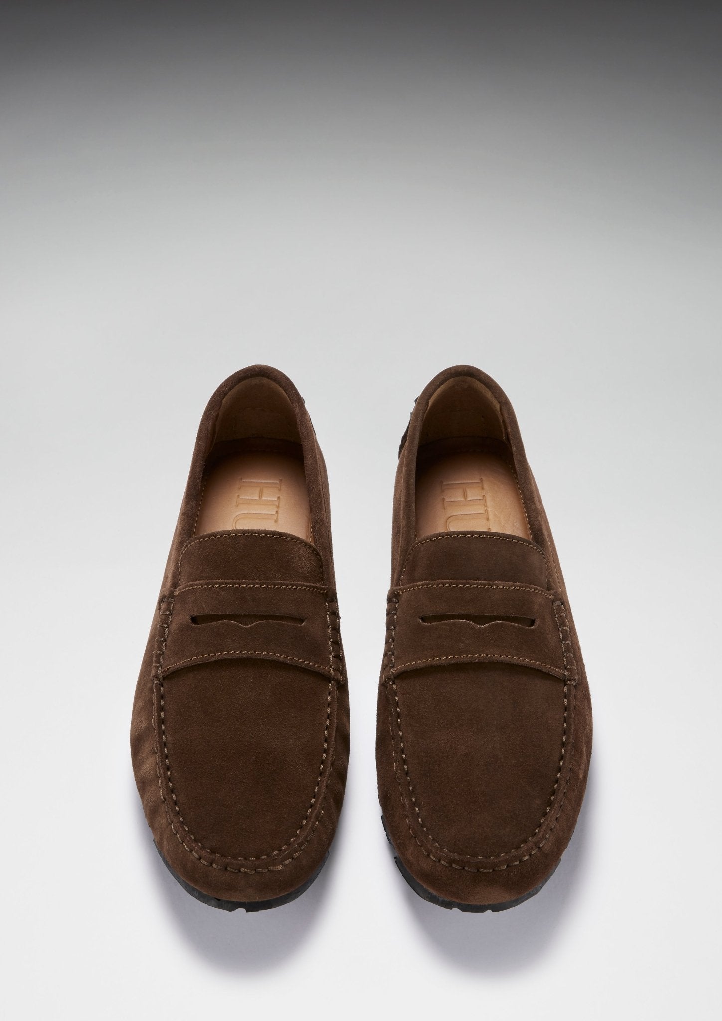Tyre Sole Penny Driving Loafers, brown suede - Hugs & Co.