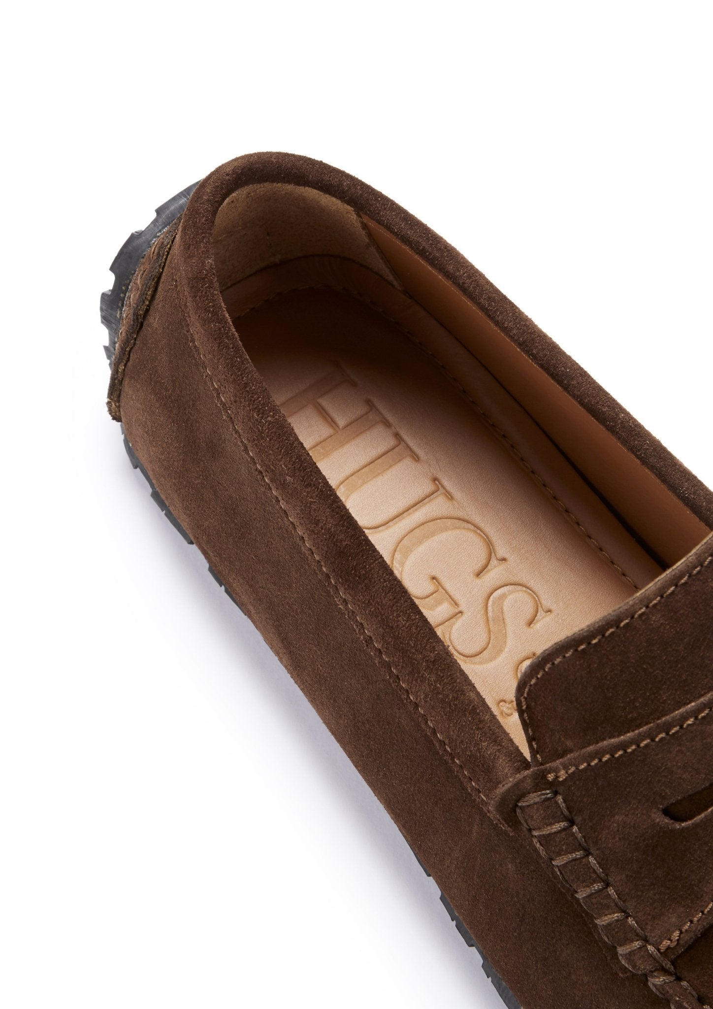 Tyre Sole Penny Driving Loafers, brown suede - Hugs & Co.