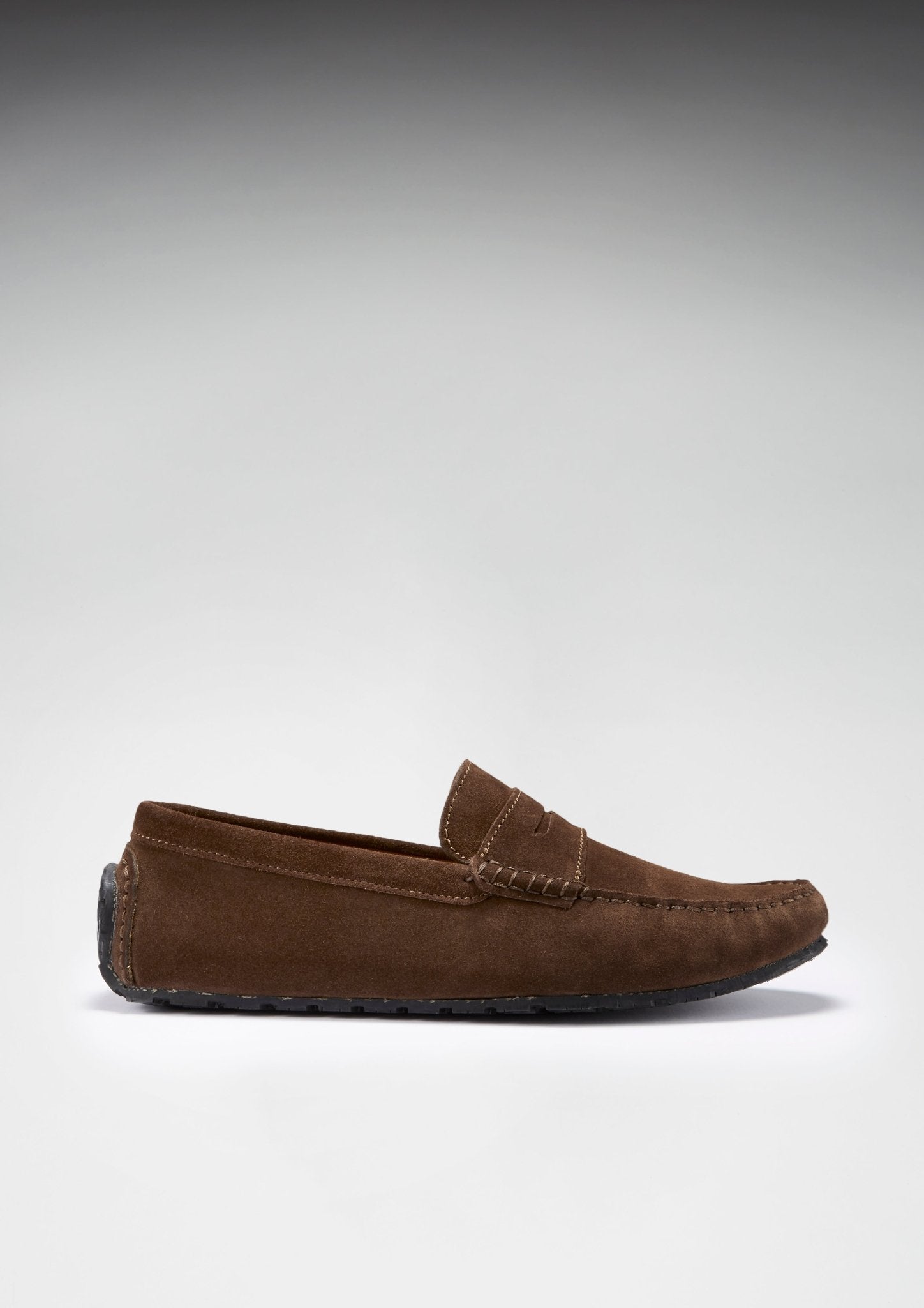 Tyre Sole Penny Driving Loafers, brown suede - Hugs & Co.