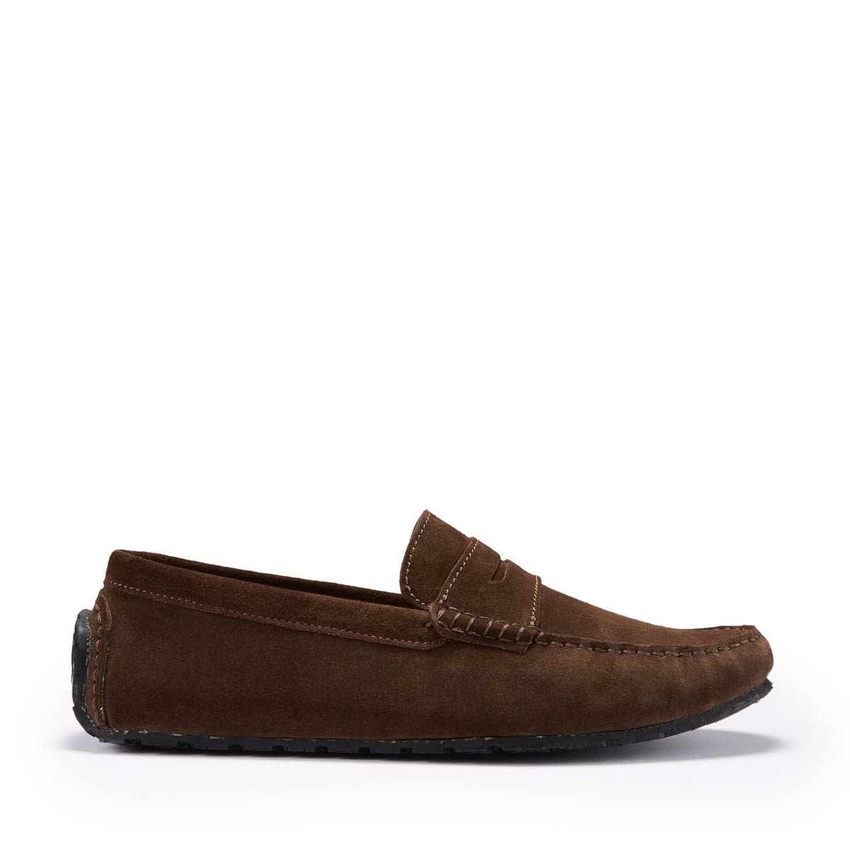 Tyre Sole Penny Driving Loafers, brown suede - Hugs & Co.