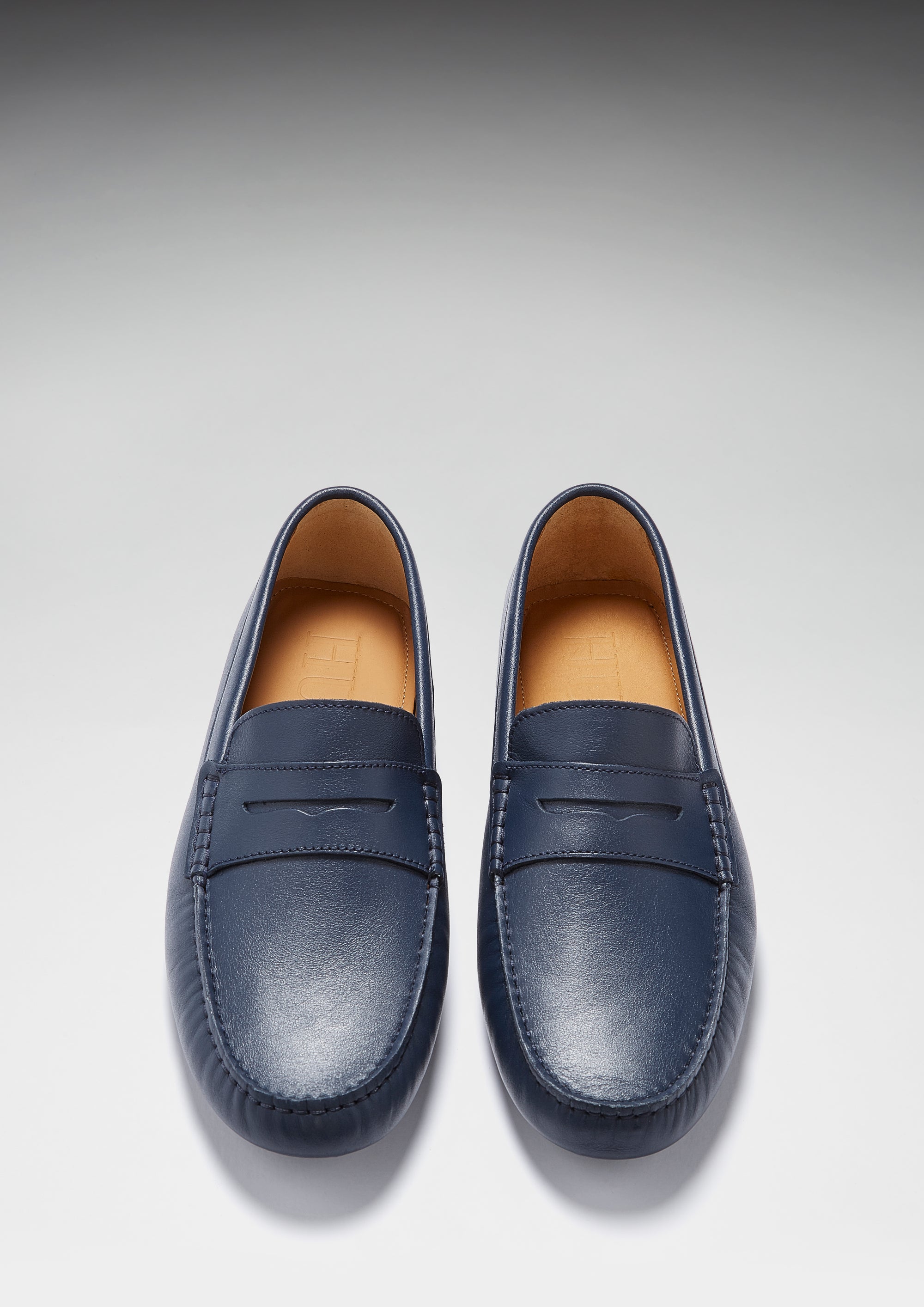 Penny Driving Loafers Blue Leather Front