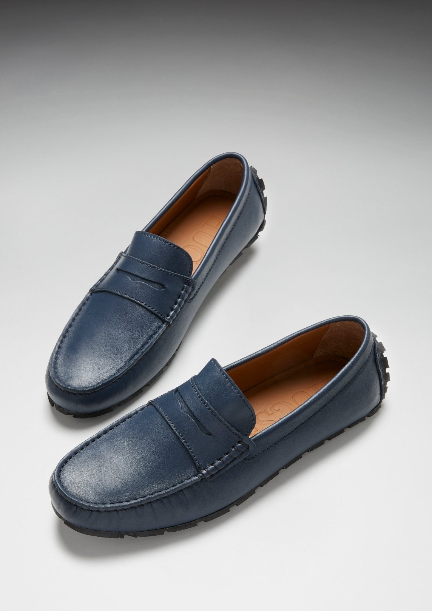 Tyre Sole Penny Driving Loafers, french navy leather - Hugs & Co.