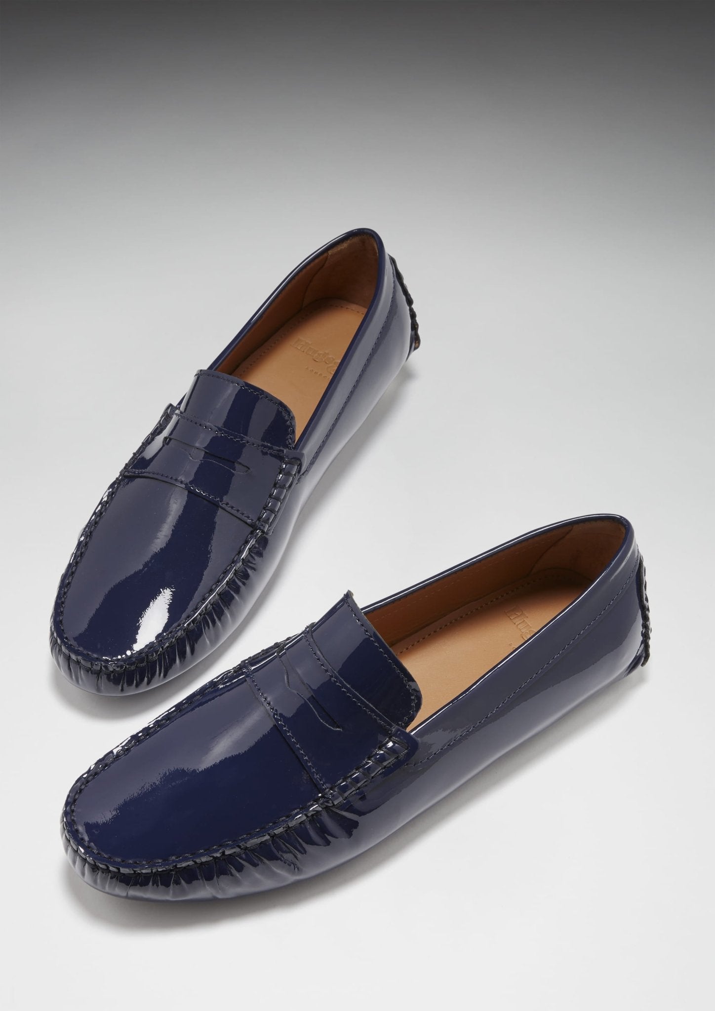Penny Driving Loafers, navy blue patent leather - Hugs & Co.
