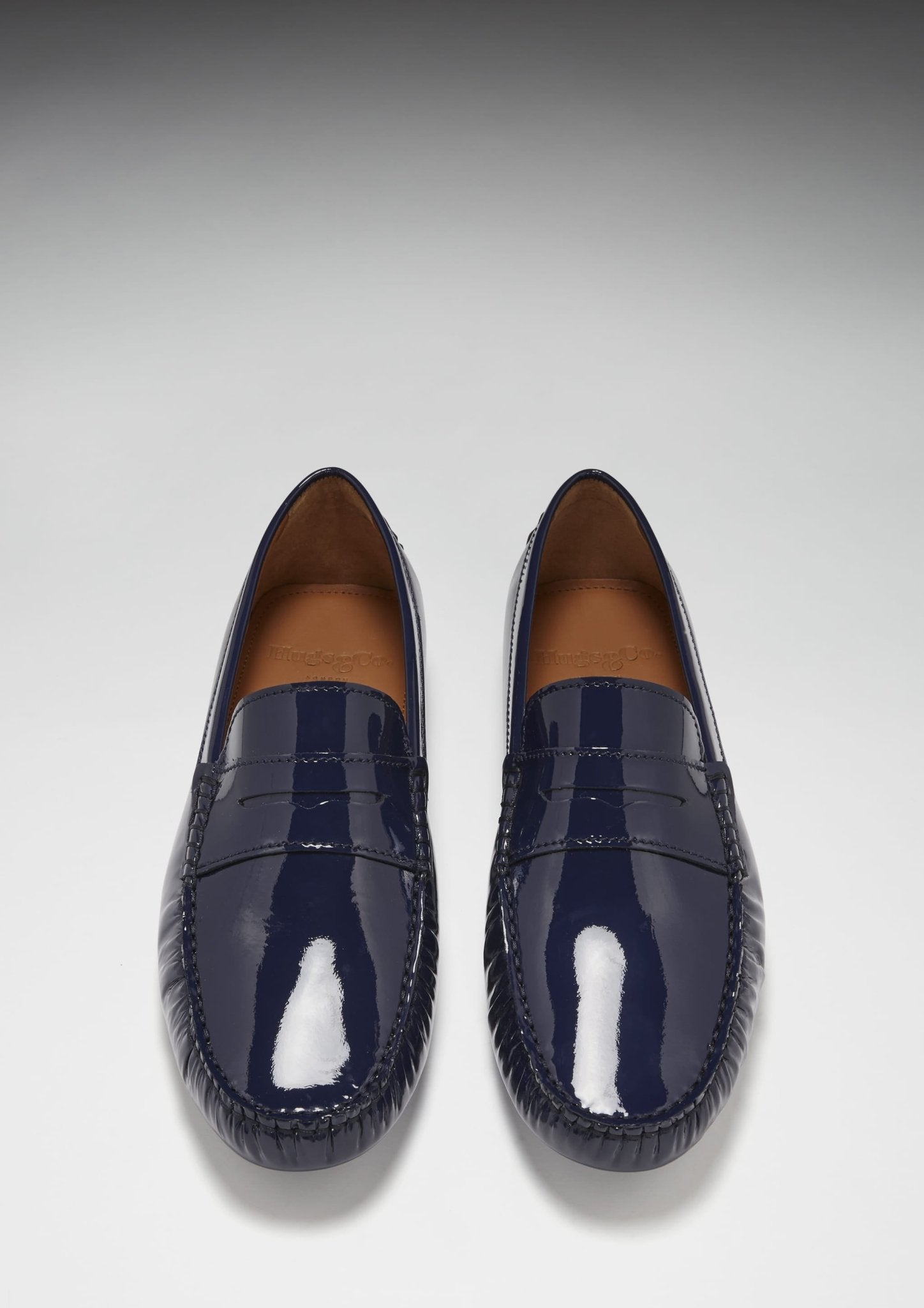 Penny Driving Loafers, navy blue patent leather - Hugs & Co.