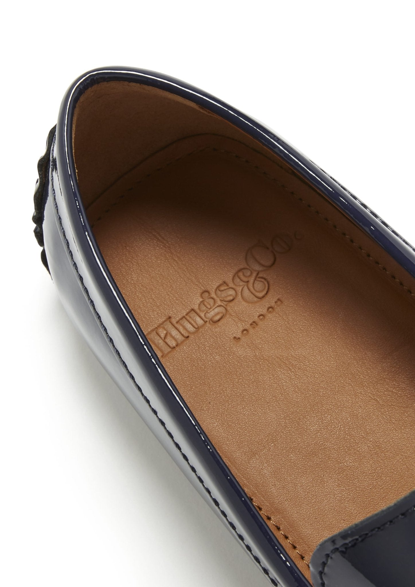 Penny Driving Loafers, navy blue patent leather - Hugs & Co.