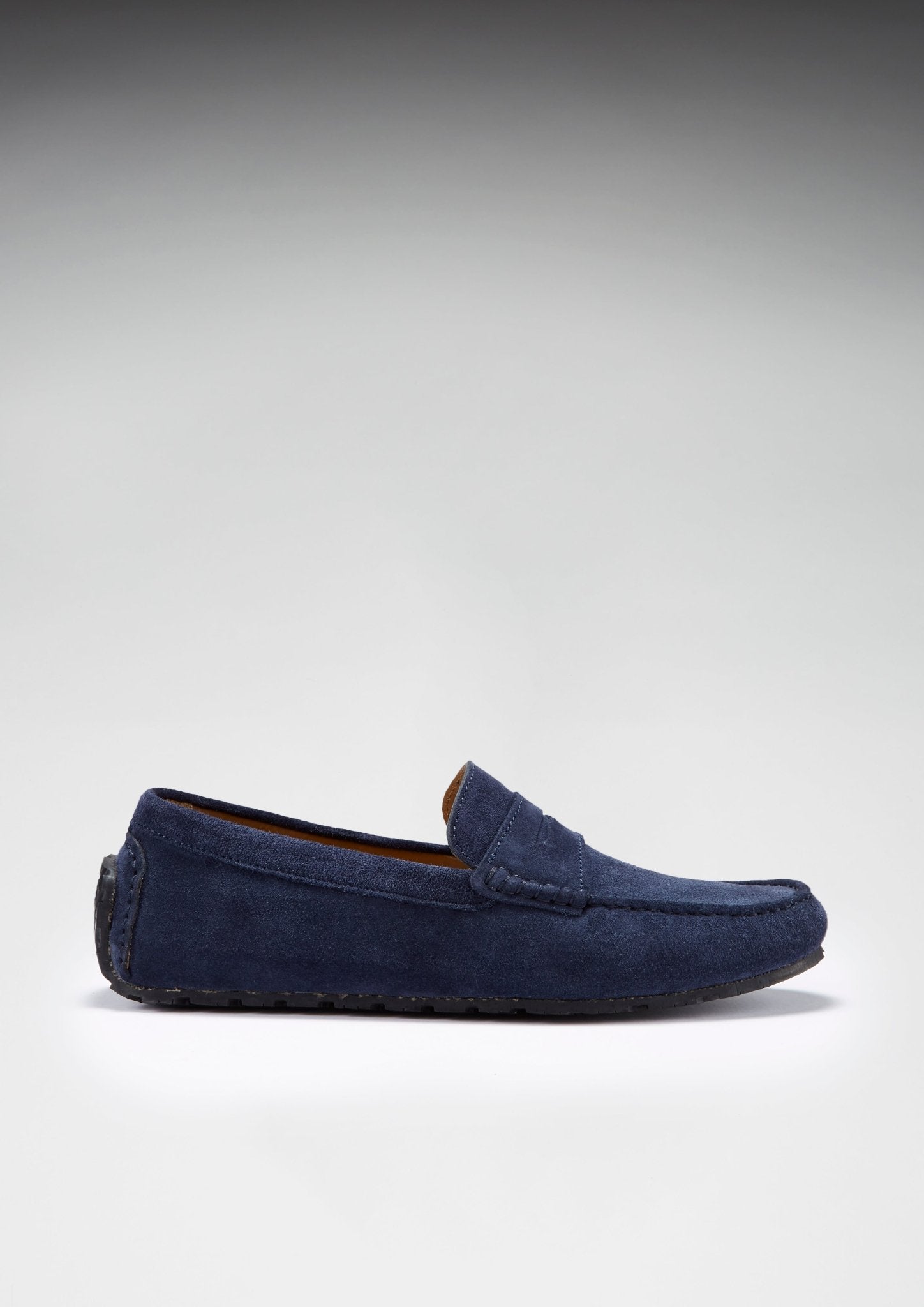 Tyre Sole Penny Driving Loafers, navy blue suede - Hugs & Co.