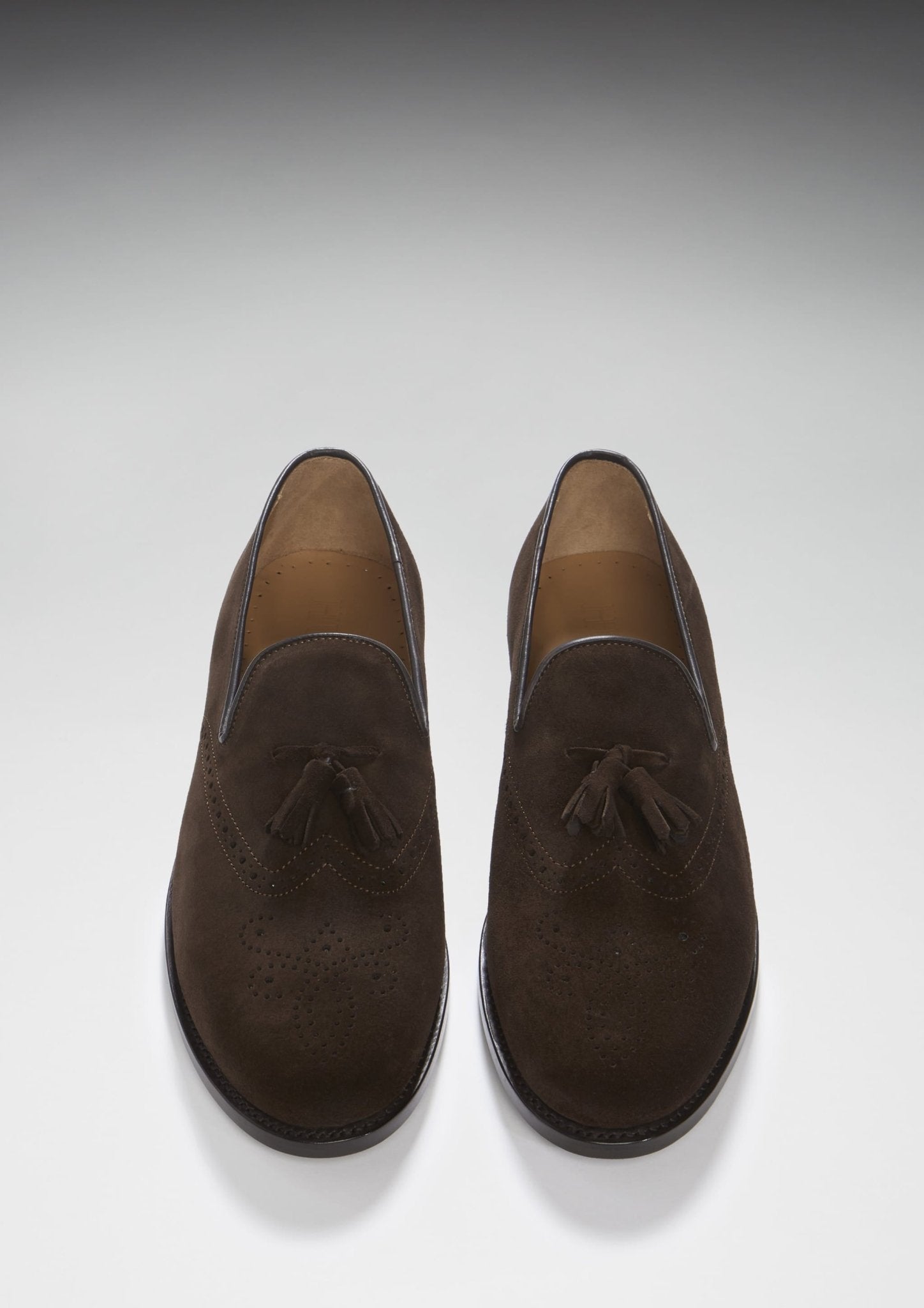 Brown Suede Tasselled Brogues, Welted Leather Sole - Hugs & Co.
