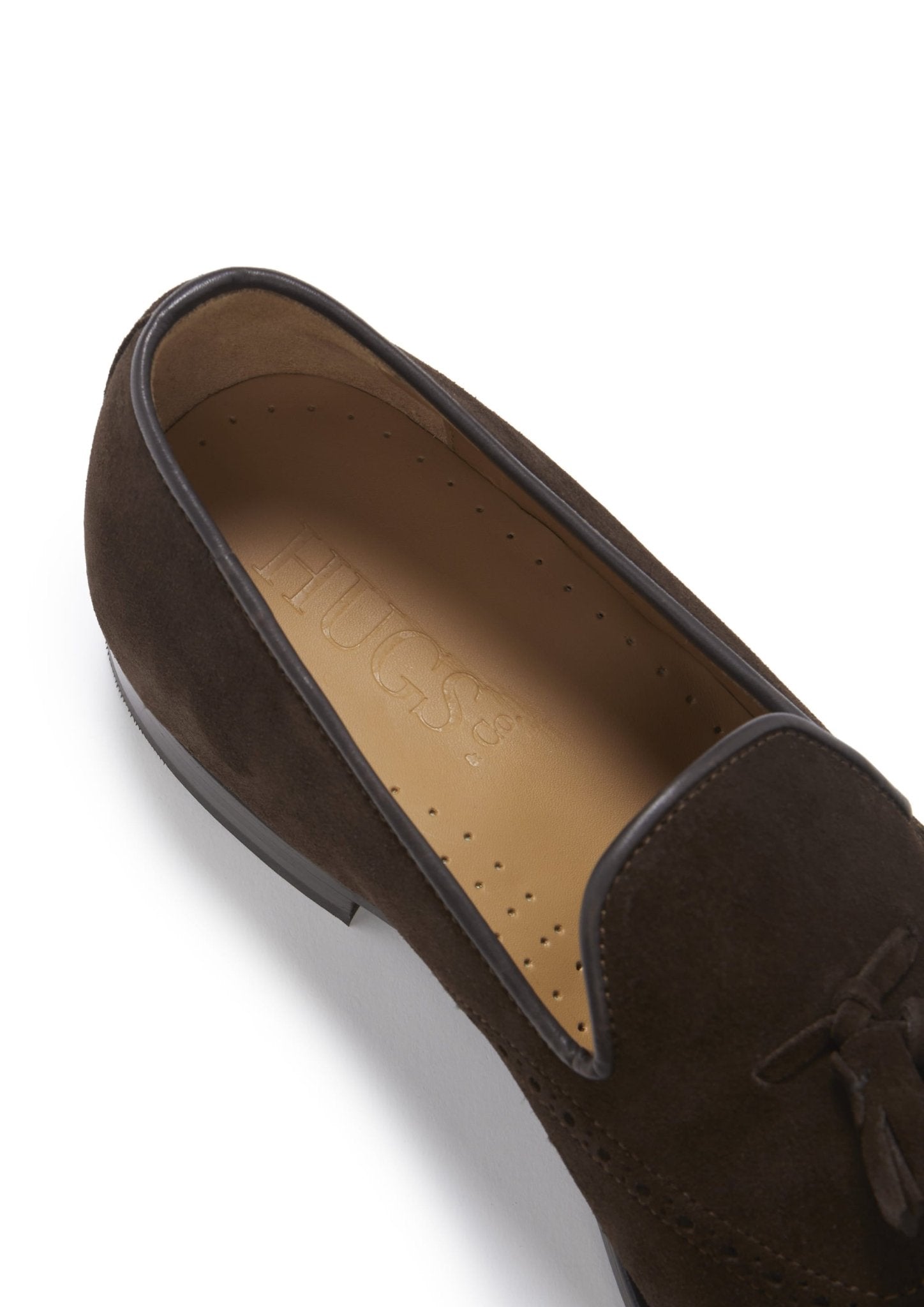Brown Suede Tasselled Brogues, Welted Leather Sole - Hugs & Co.