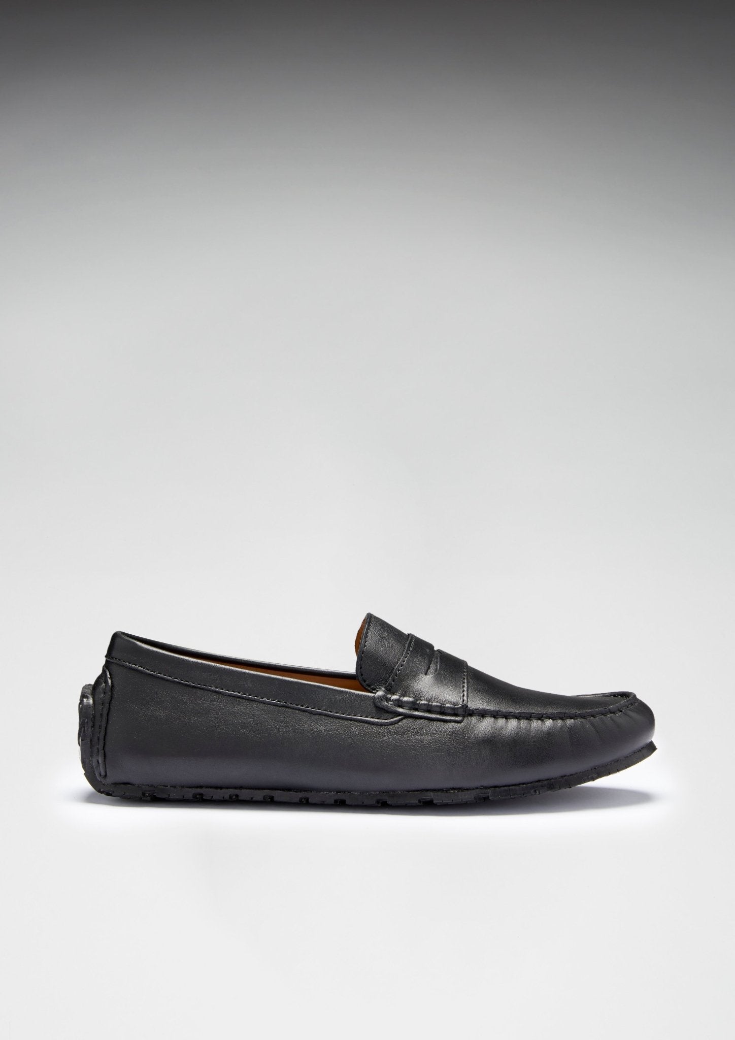 Tyre Sole Penny Driving Loafers, black leather - Hugs & Co.
