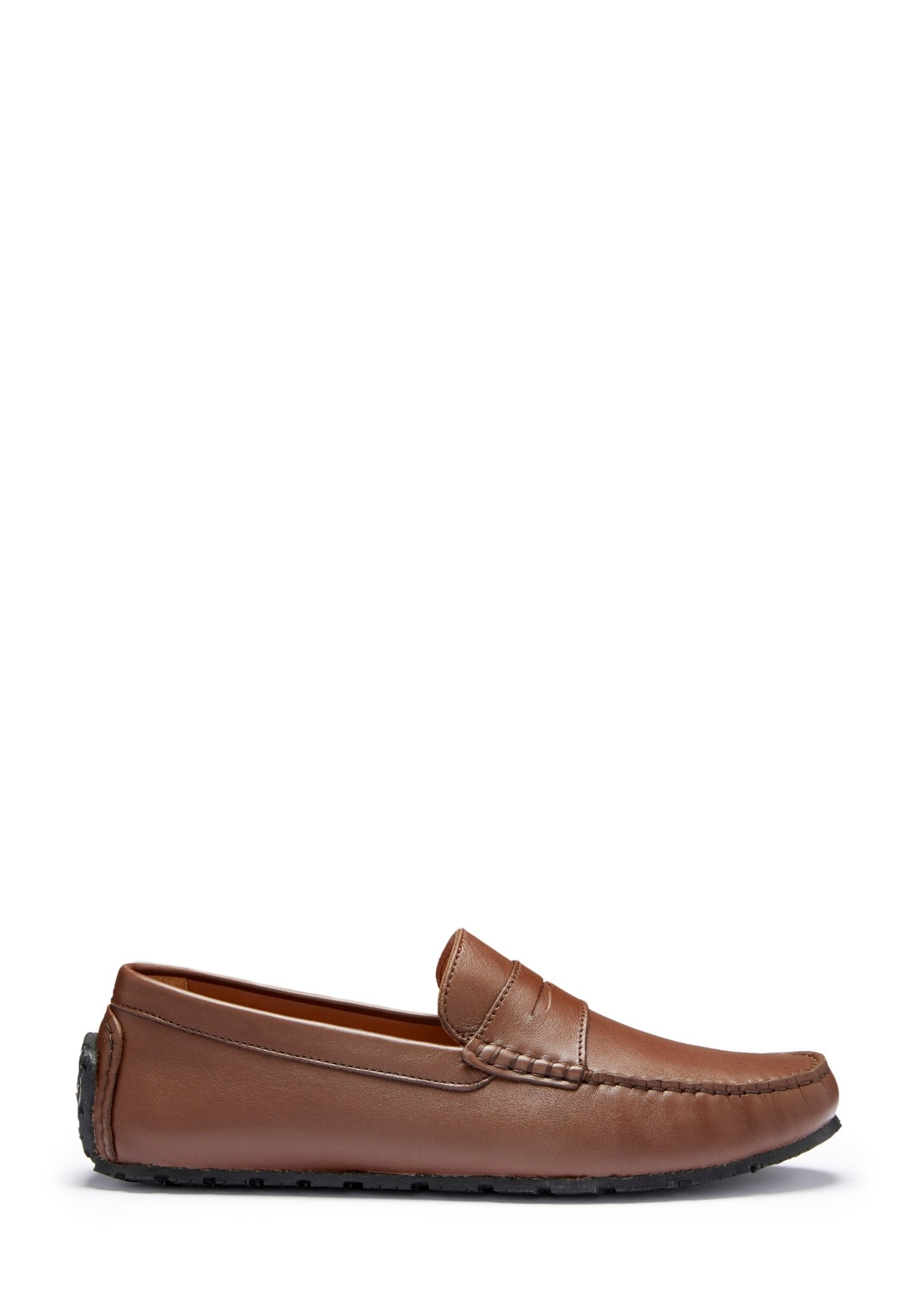 Tyre Sole Penny Driving Loafers, brown leather - Hugs & Co.