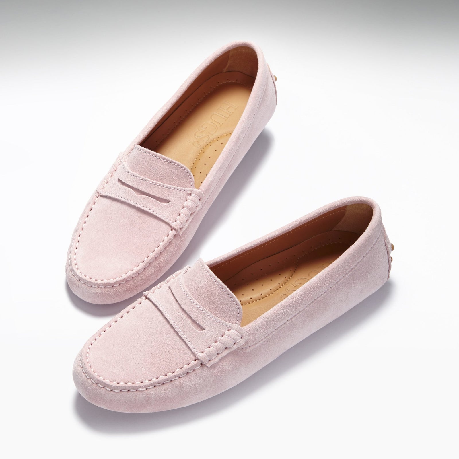 Women's Penny Driving Loafers, ice pink suede - Hugs & Co.