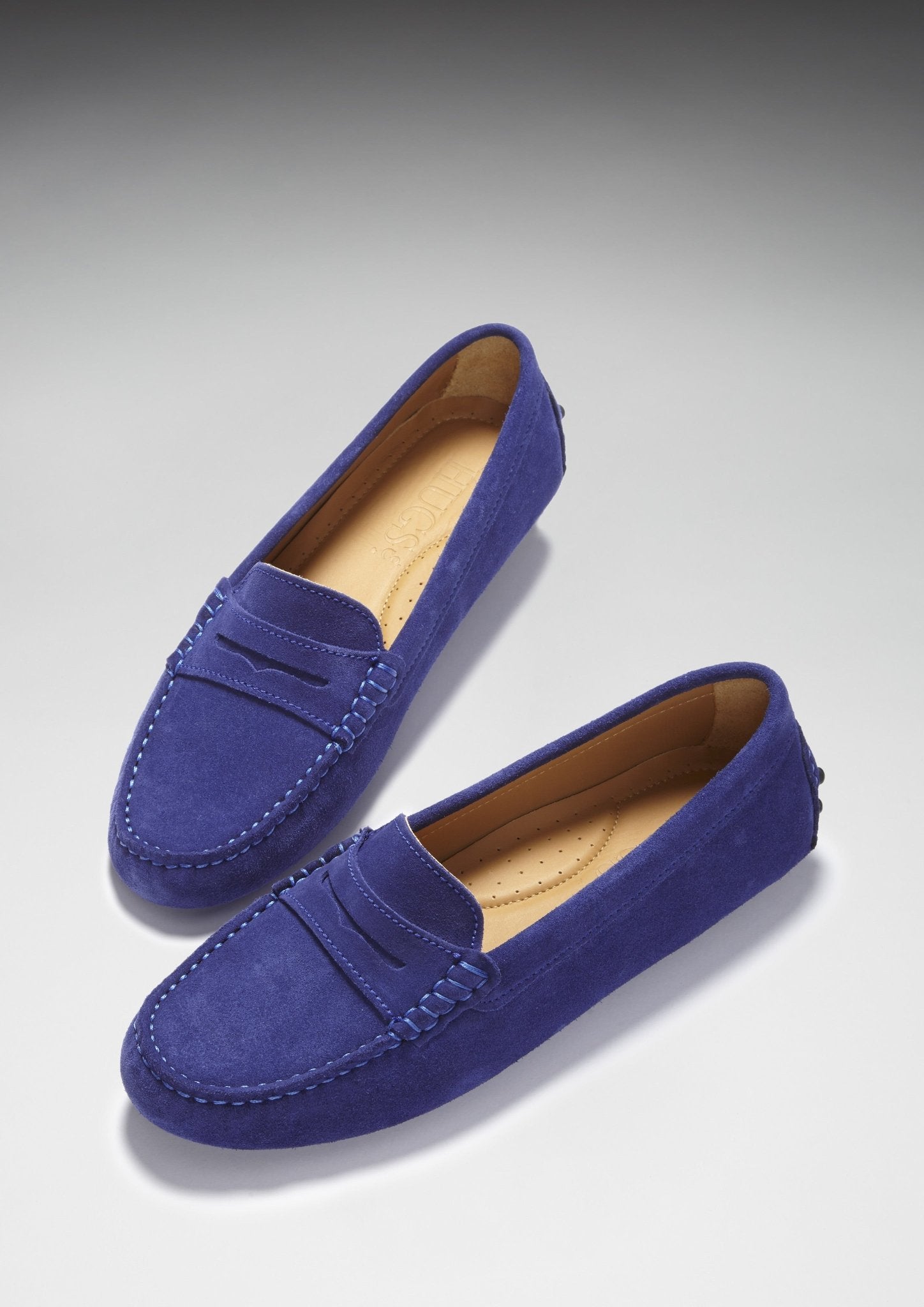 Women's Penny Driving Loafers, ink blue suede - Hugs & Co.