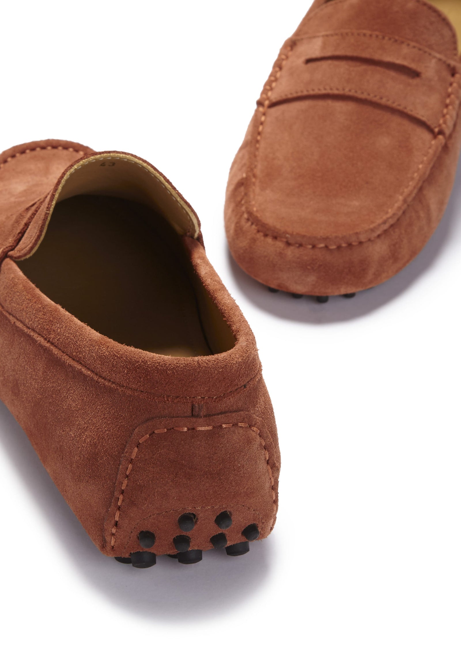 Back, Penny Driving Loafers, rust suede, Hugs & Co.