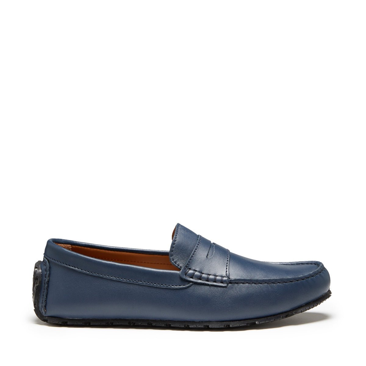 Tyre Sole Penny Driving Loafers, french navy leather - Hugs & Co.
