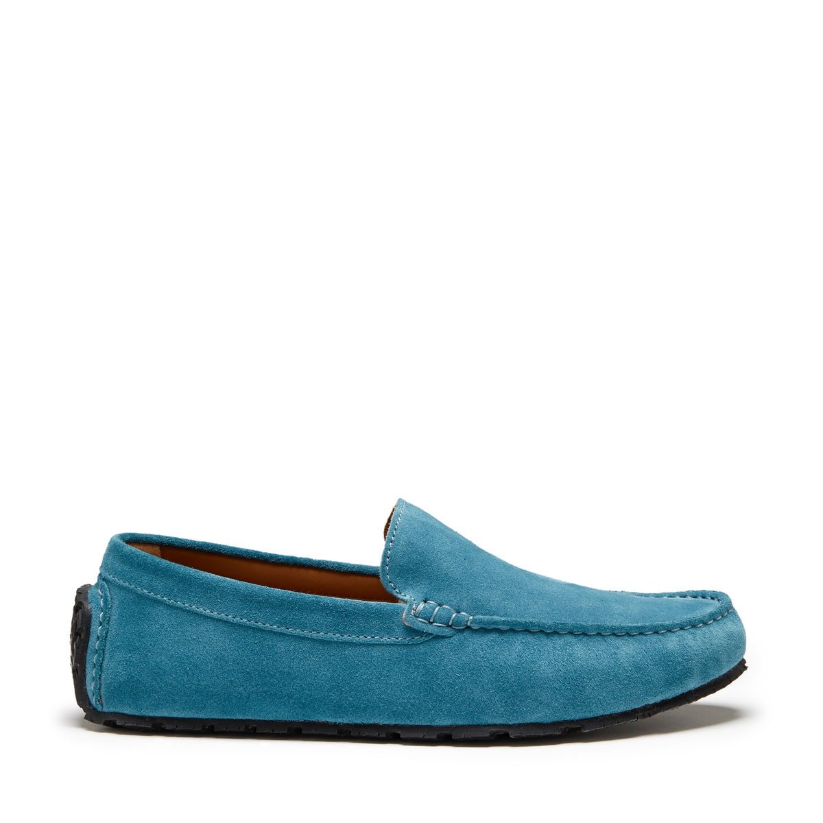 Tyre Sole Driving Loafers, petrol blue suede - Hugs & Co.