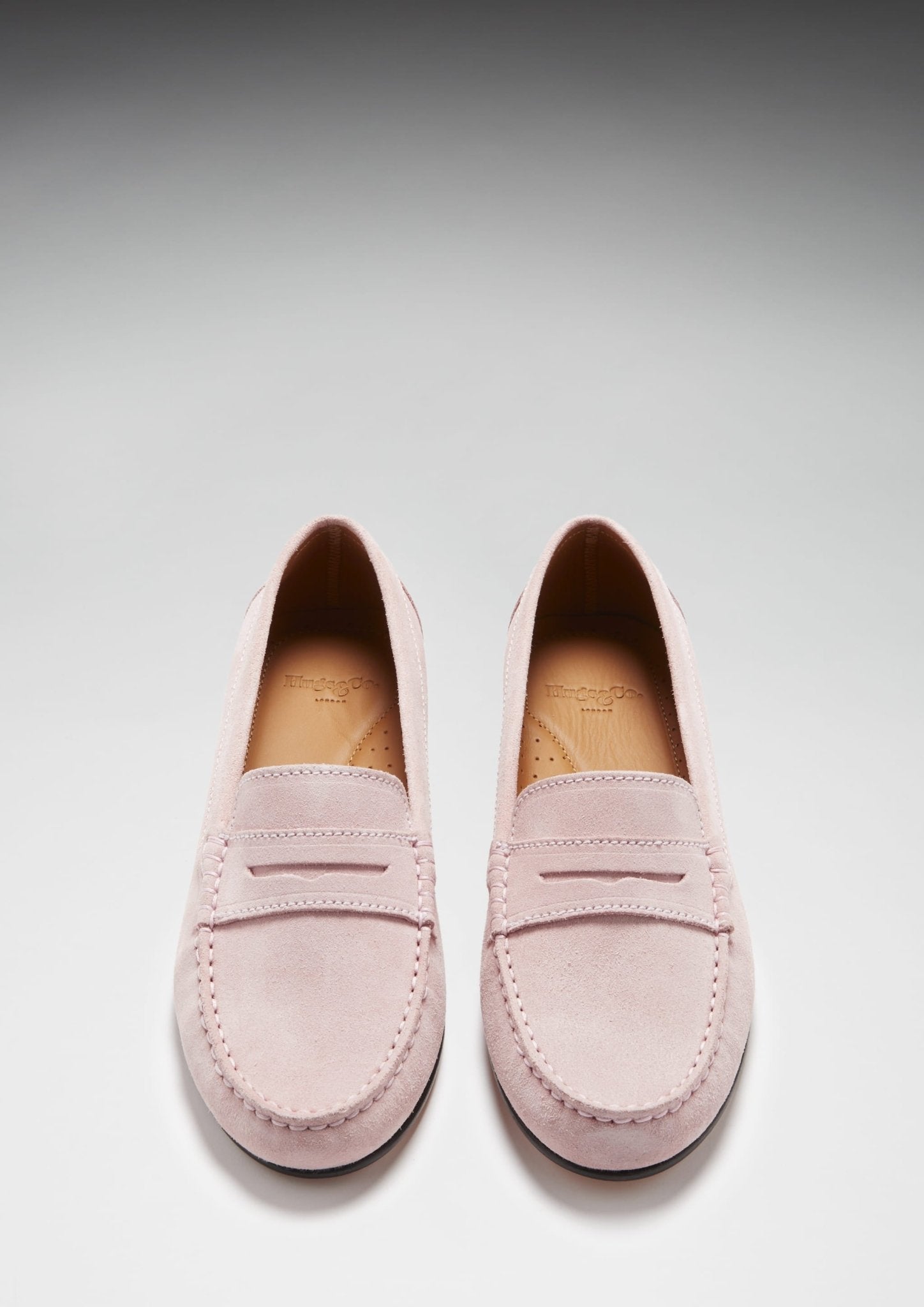 Women's Penny Loafers Leather Sole, ice pink suede - Hugs & Co.