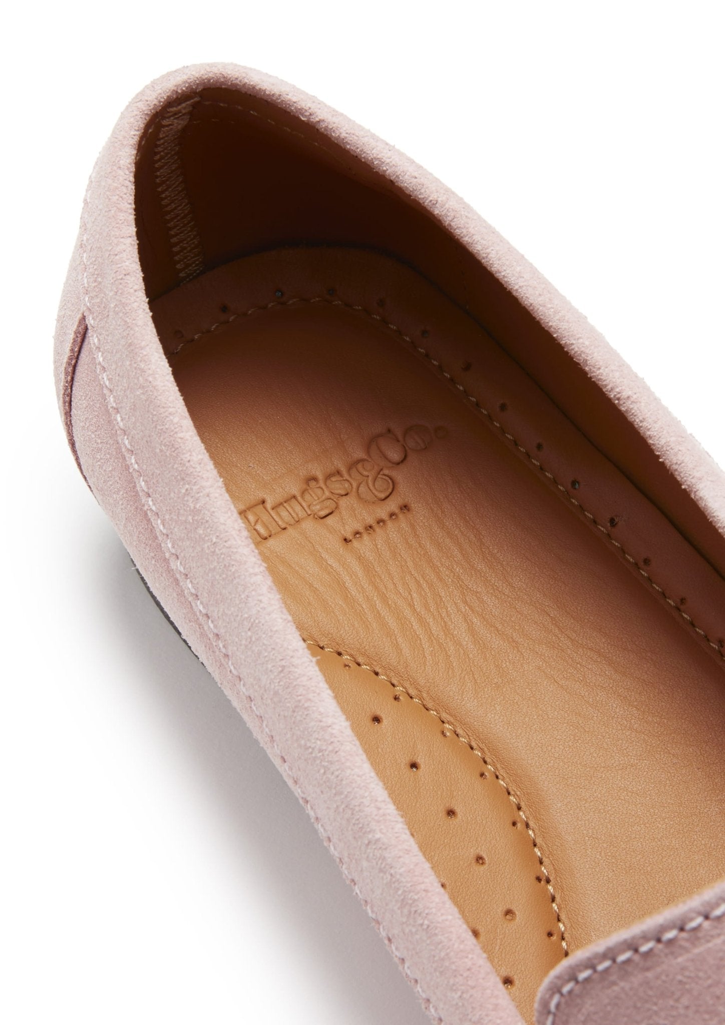 Women's Penny Loafers Leather Sole, ice pink suede - Hugs & Co.
