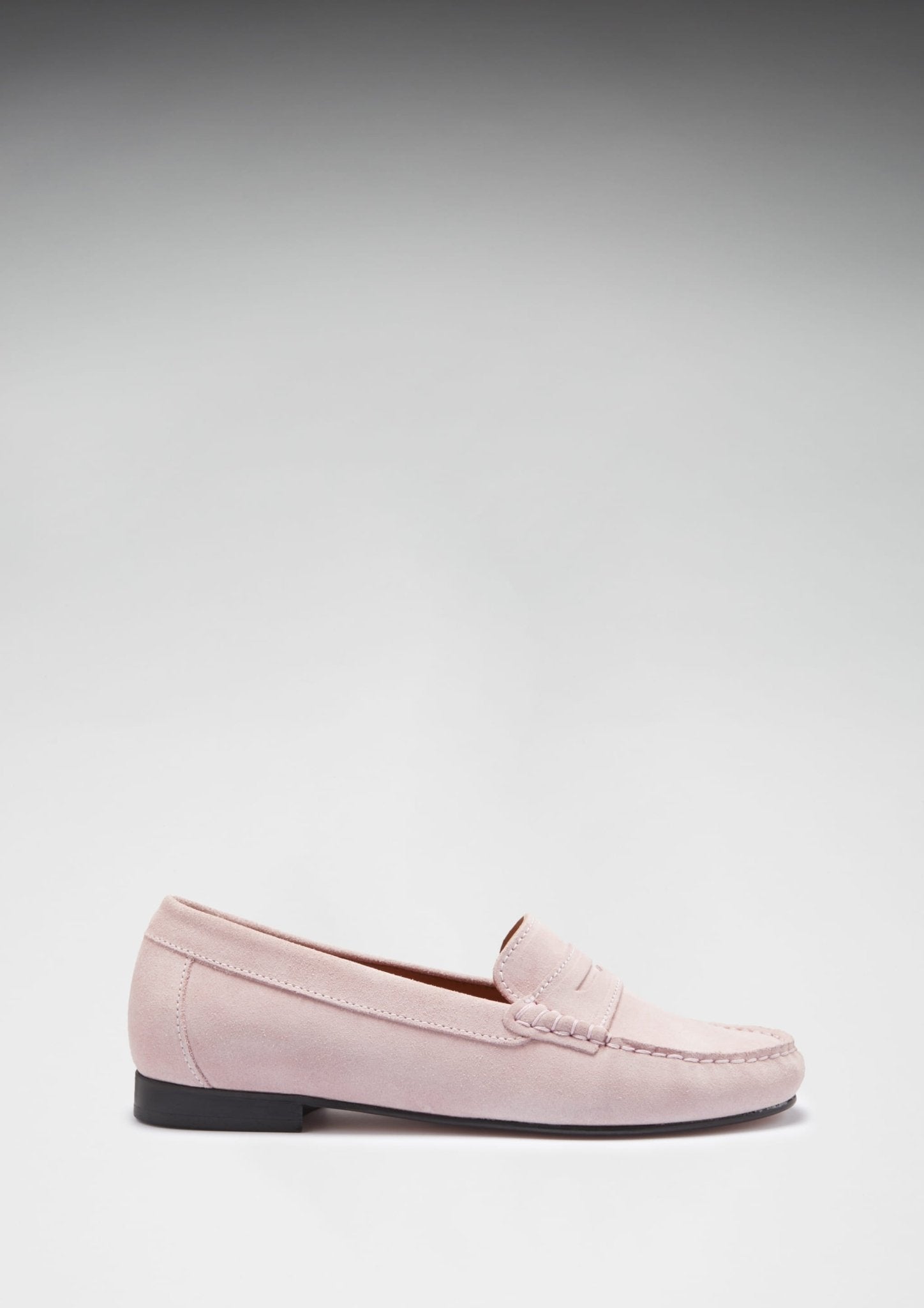 Women's Penny Loafers Leather Sole, ice pink suede - Hugs & Co.