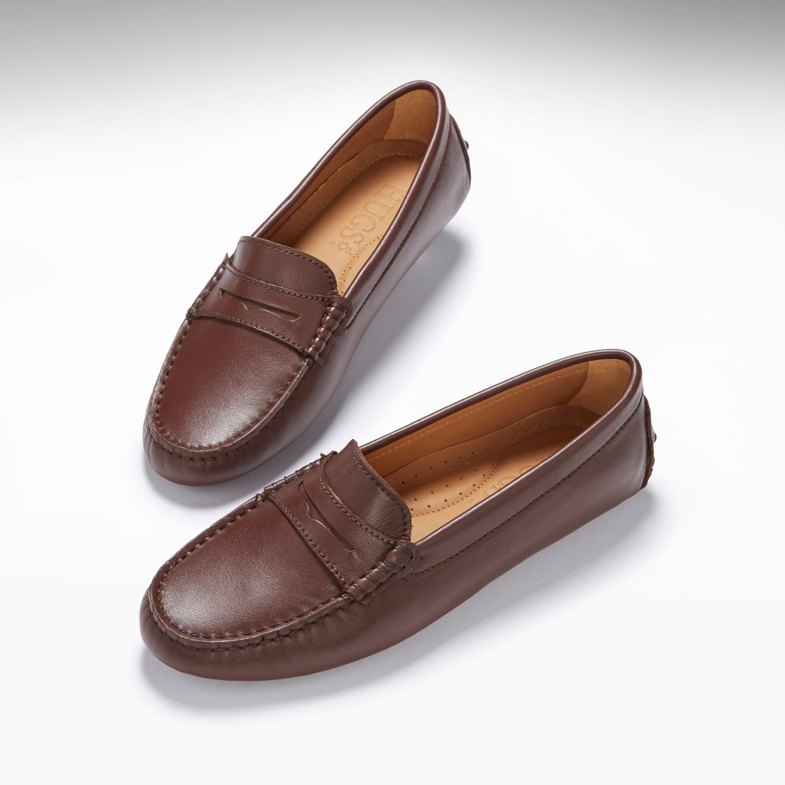 Women's Penny Driving Loafers, brown leather - Hugs & Co.