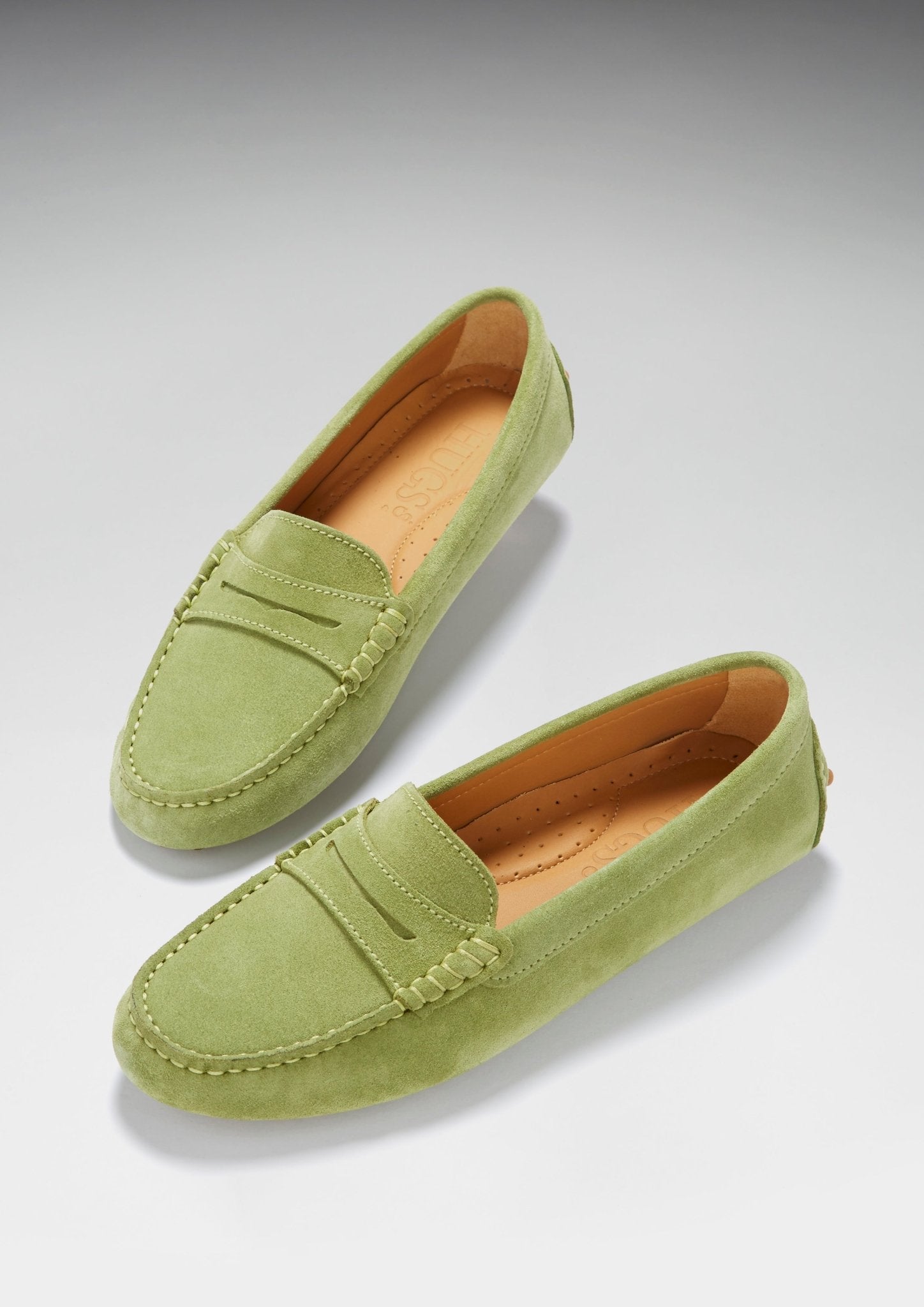 Women's Penny Driving Loafers, olive green - Hugs & Co.