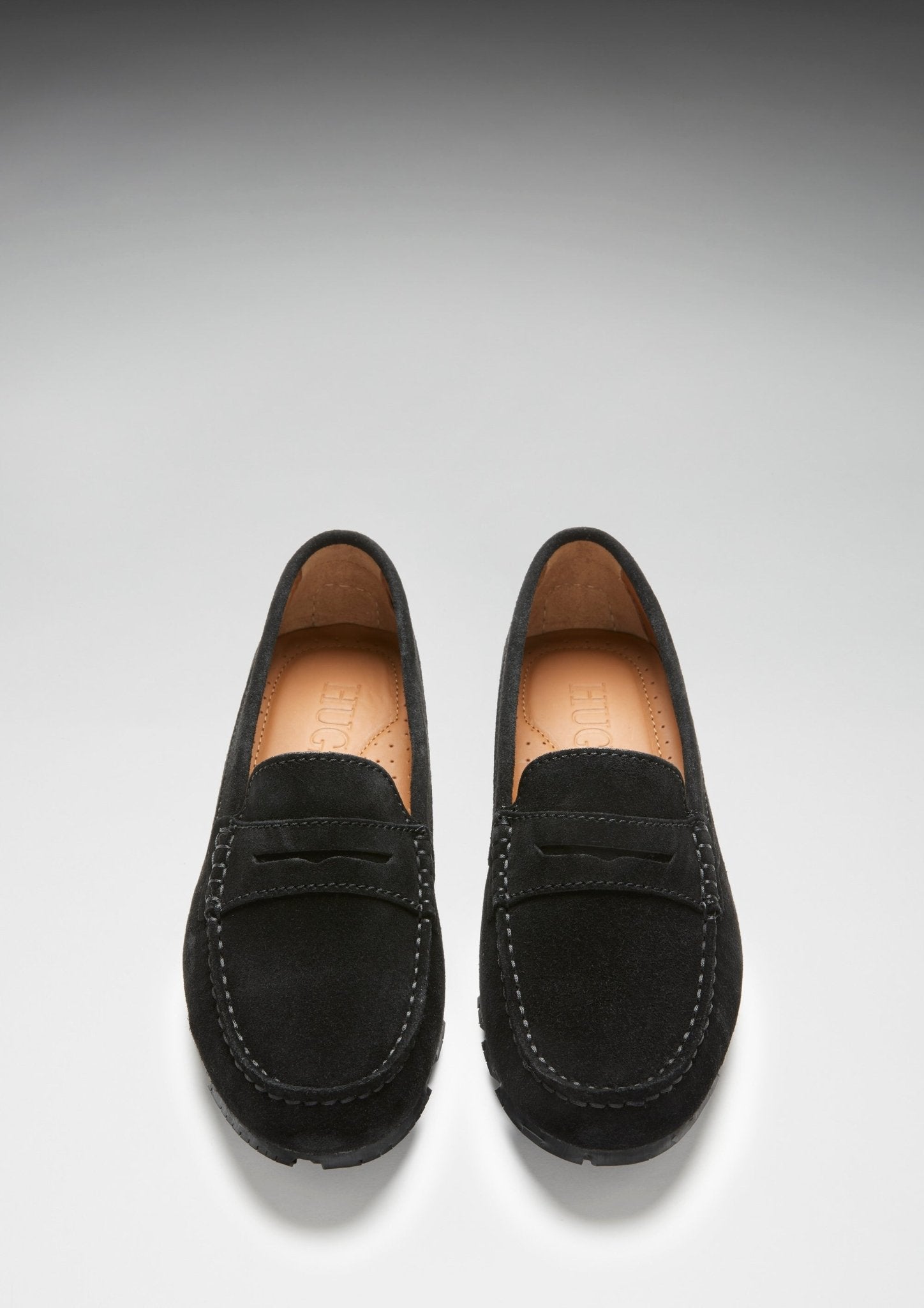 Women's Tyre Sole Penny Loafers, black suede - Hugs & Co.