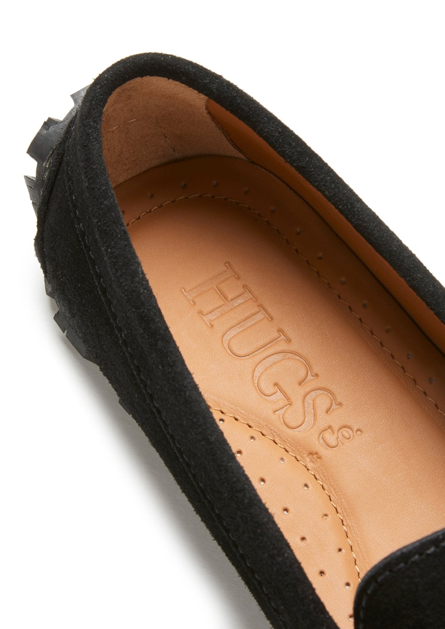 Women's Tyre Sole Penny Loafers, black suede - Hugs & Co.