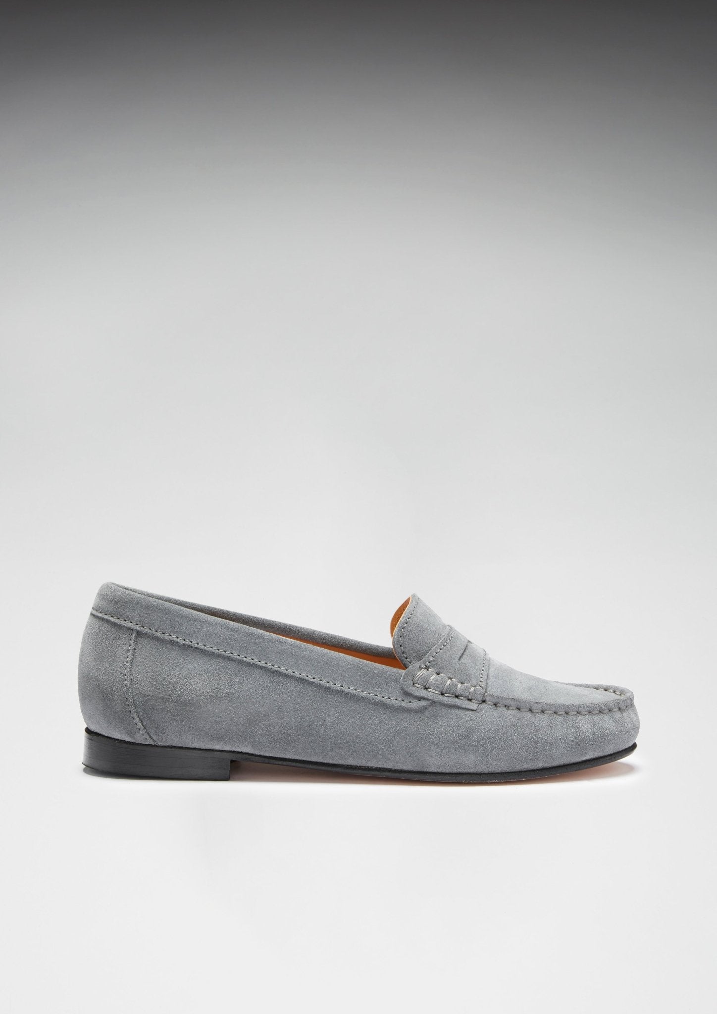 Women's Penny Loafers Leather Sole, slate grey suede - Hugs & Co.