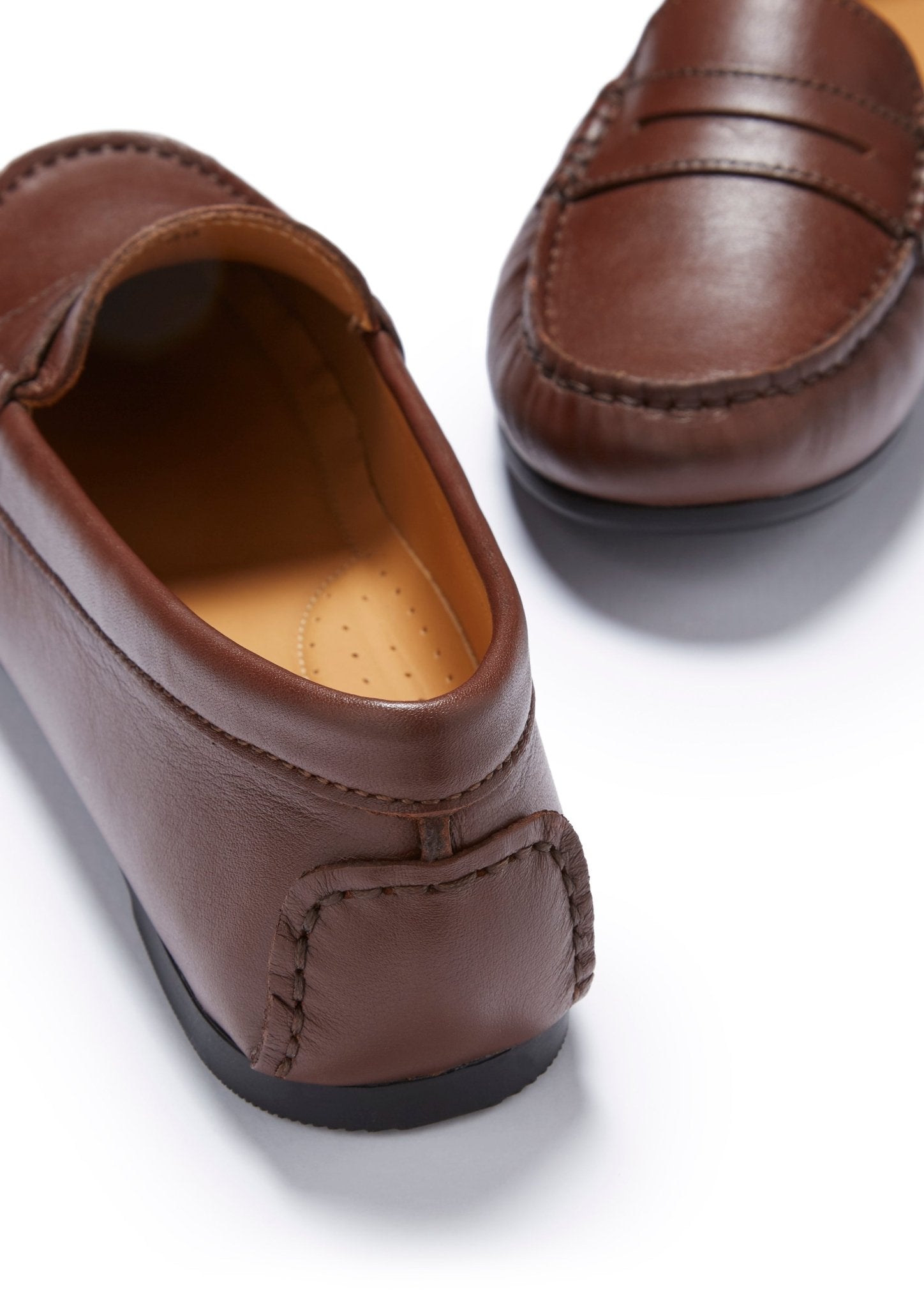 Women's Penny Driving Loafers Full Rubber Sole, brown leather - Hugs & Co.