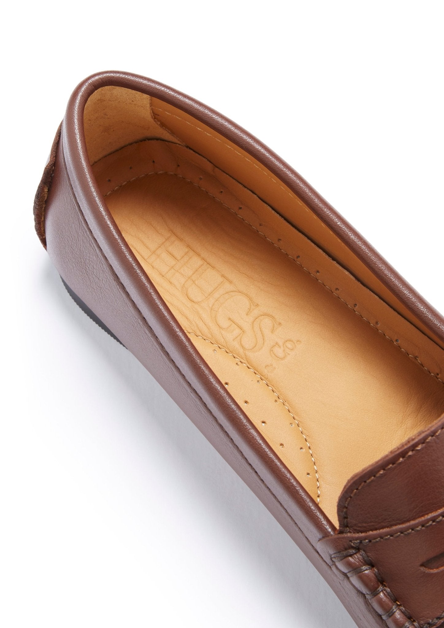 Women's Penny Driving Loafers Full Rubber Sole, brown leather - Hugs & Co.