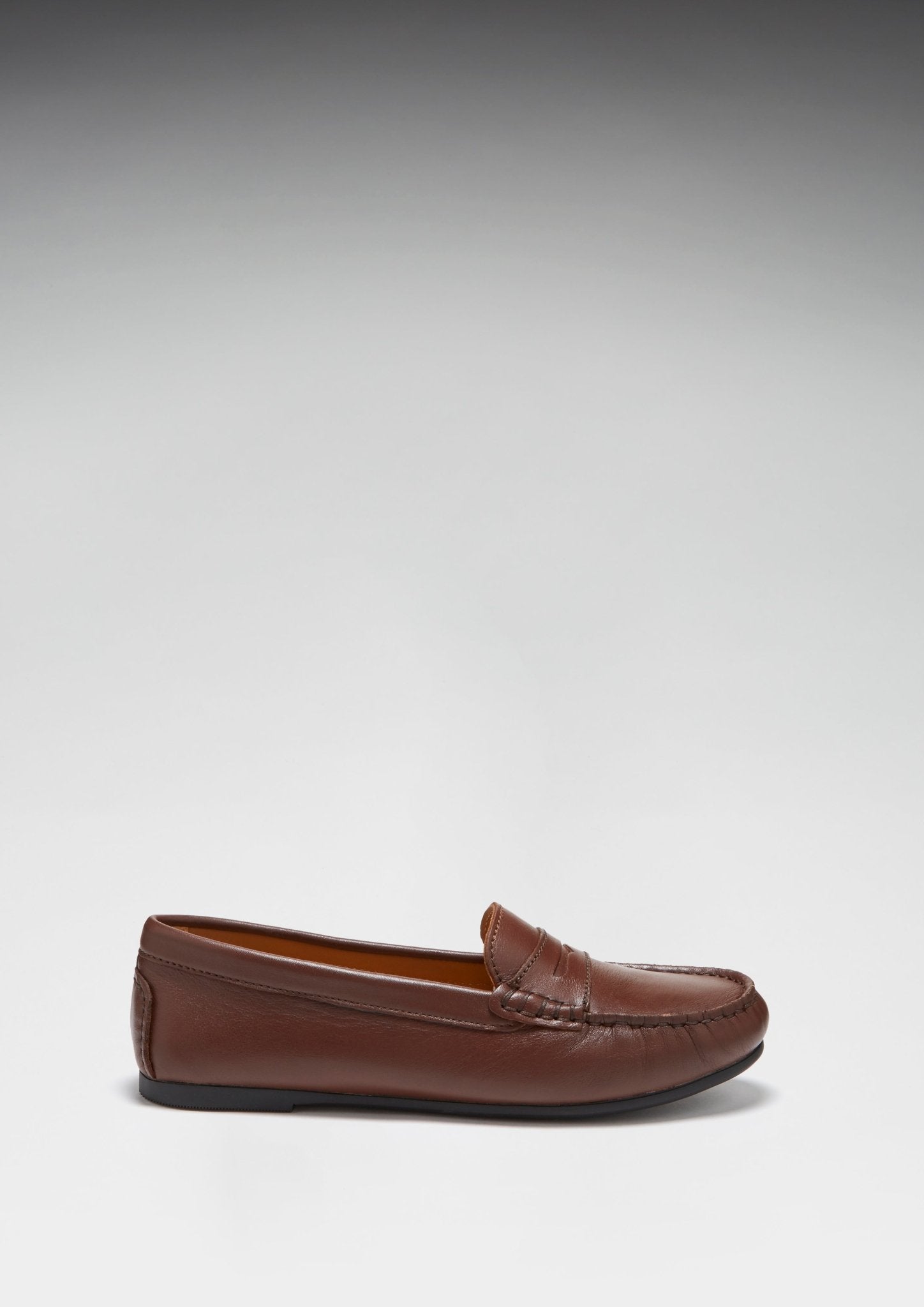 Women's Penny Driving Loafers Full Rubber Sole, brown leather - Hugs & Co.
