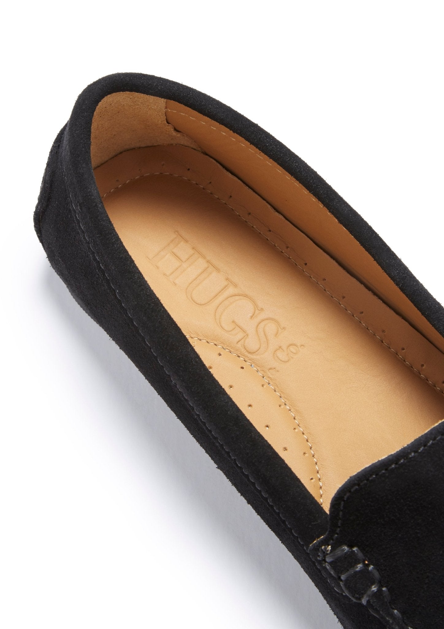 Women's Tasselled Driving Loafers Full Rubber Sole, black suede - Hugs & Co.