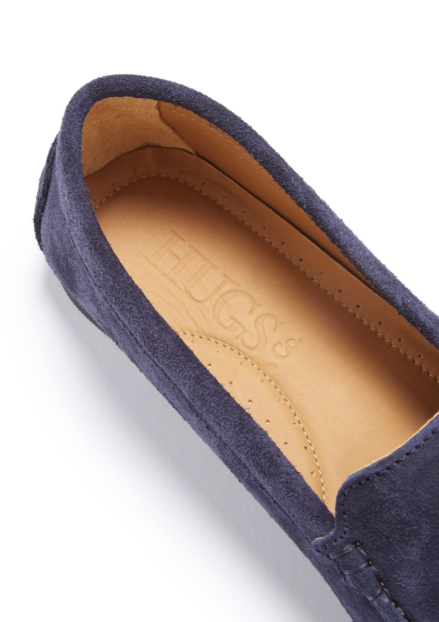 Women's Tasselled Driving Loafers Full Rubber Sole, navy blue suede - Hugs & Co.