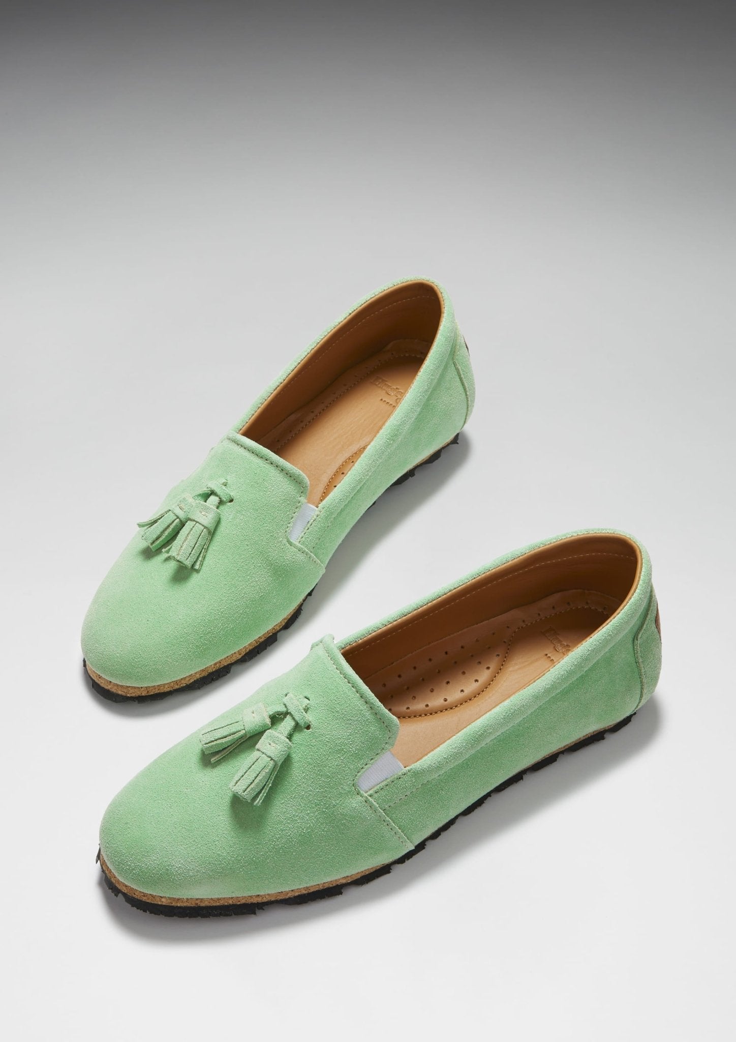 Women's Tasselled Espadrilles, lagoon green suede - Hugs & Co.