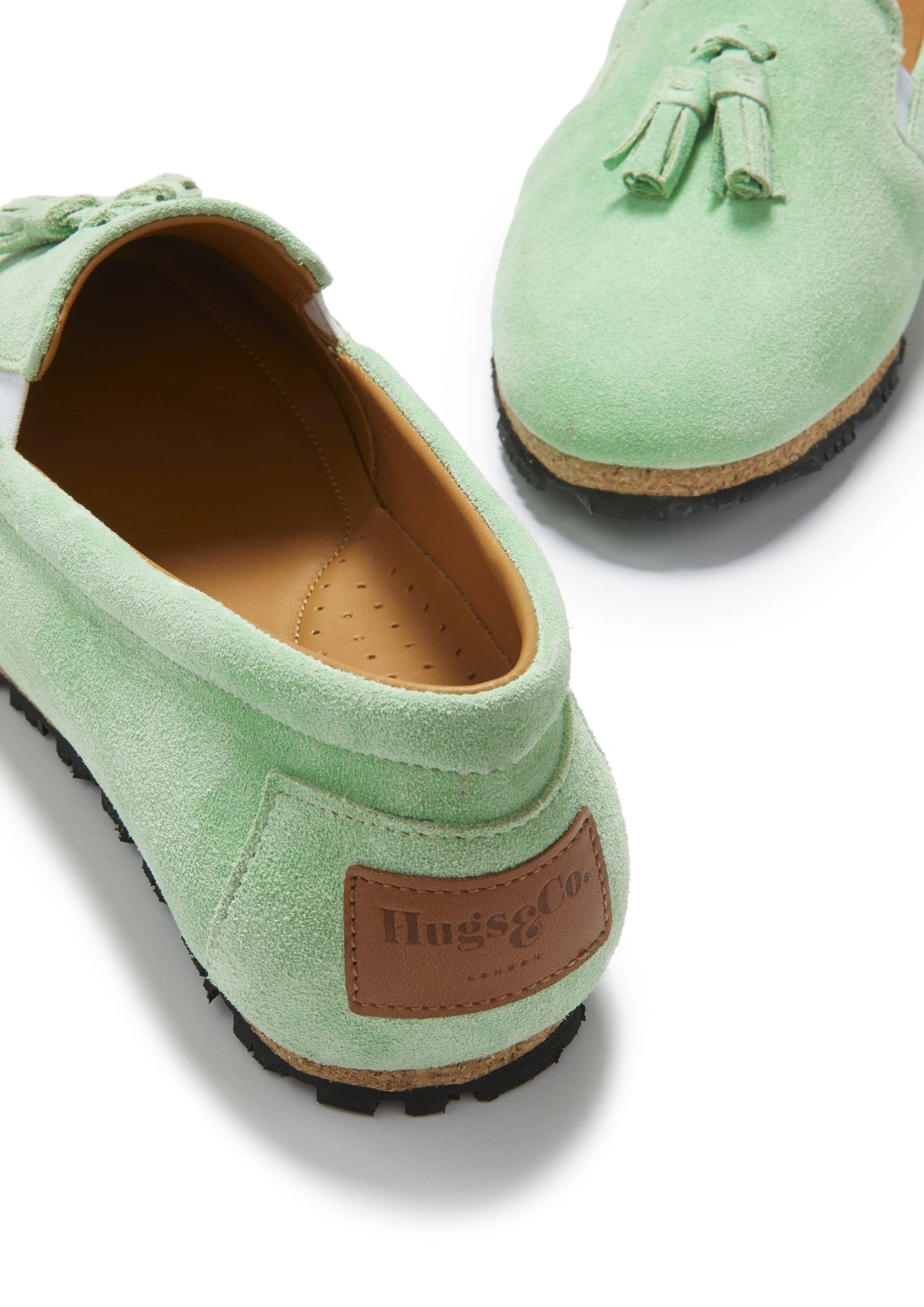 Women's Tasselled Espadrilles, lagoon green suede - Hugs & Co.
