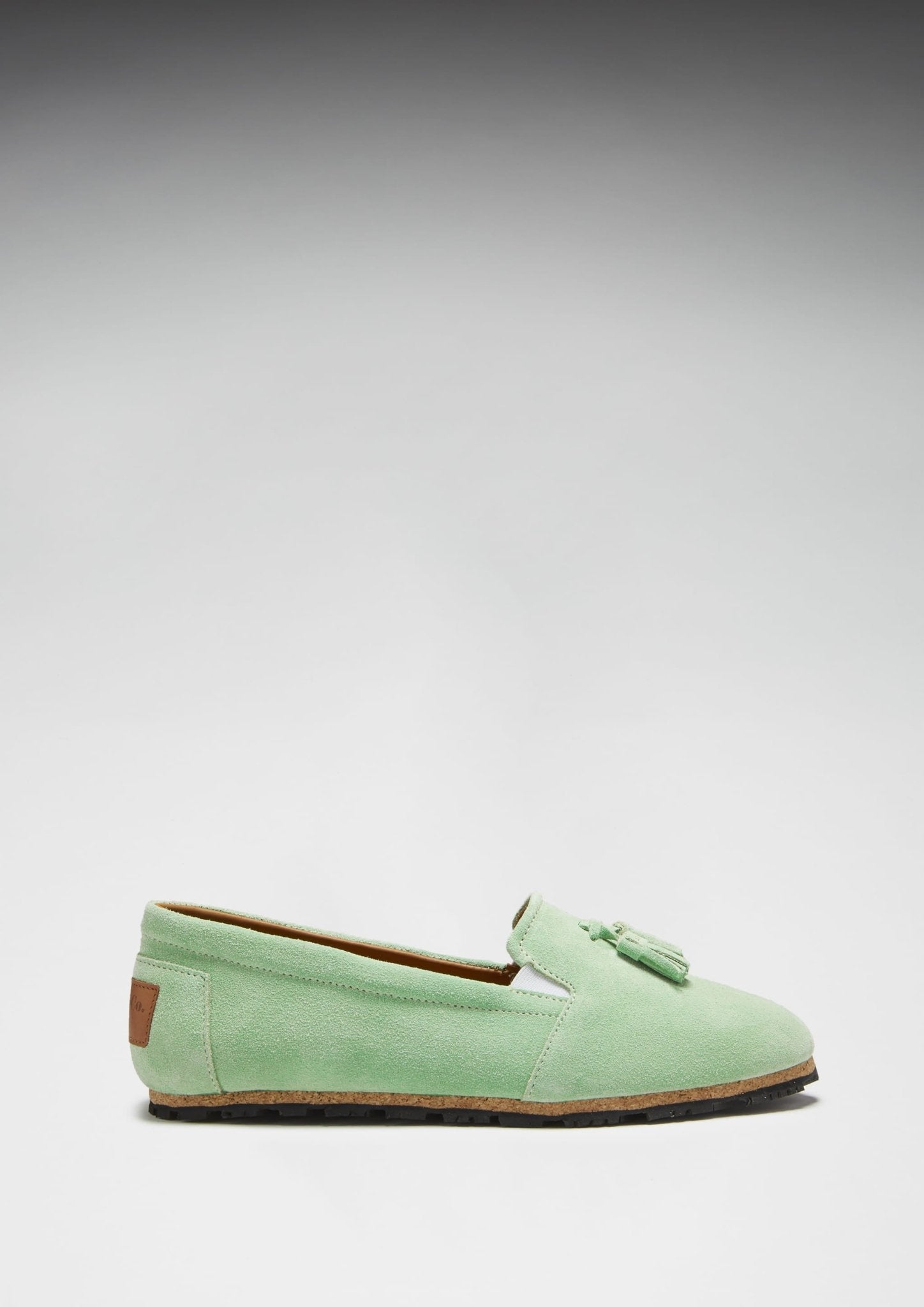 Women's Tasselled Espadrilles, lagoon green suede - Hugs & Co.