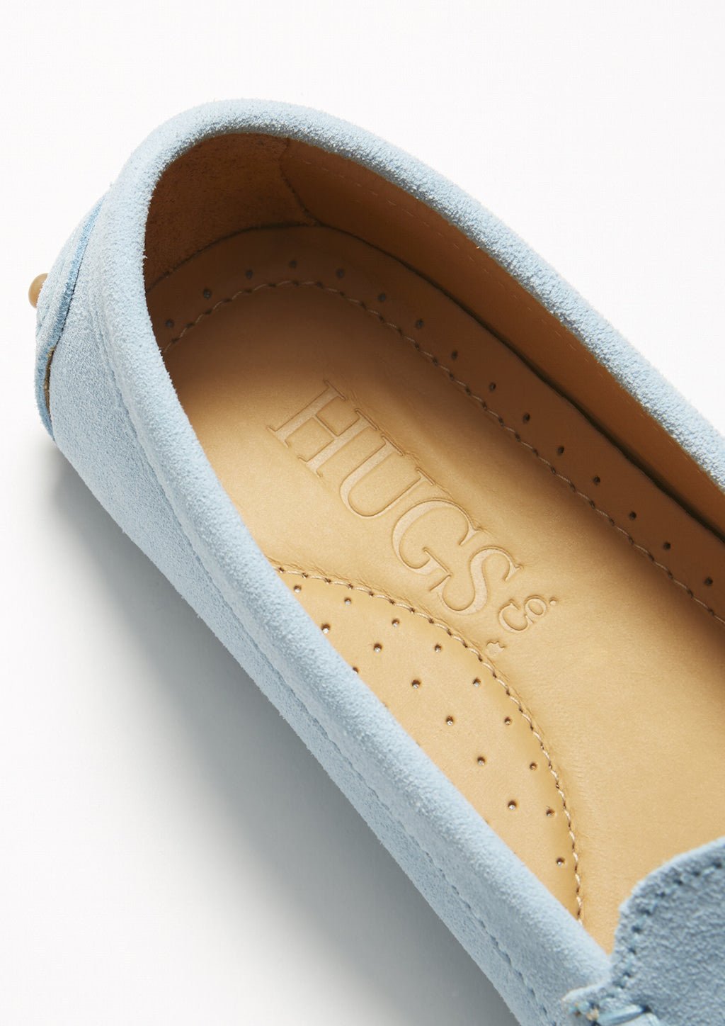 Women's Tasselled Driving Loafers, sky blue suede - Hugs & Co.