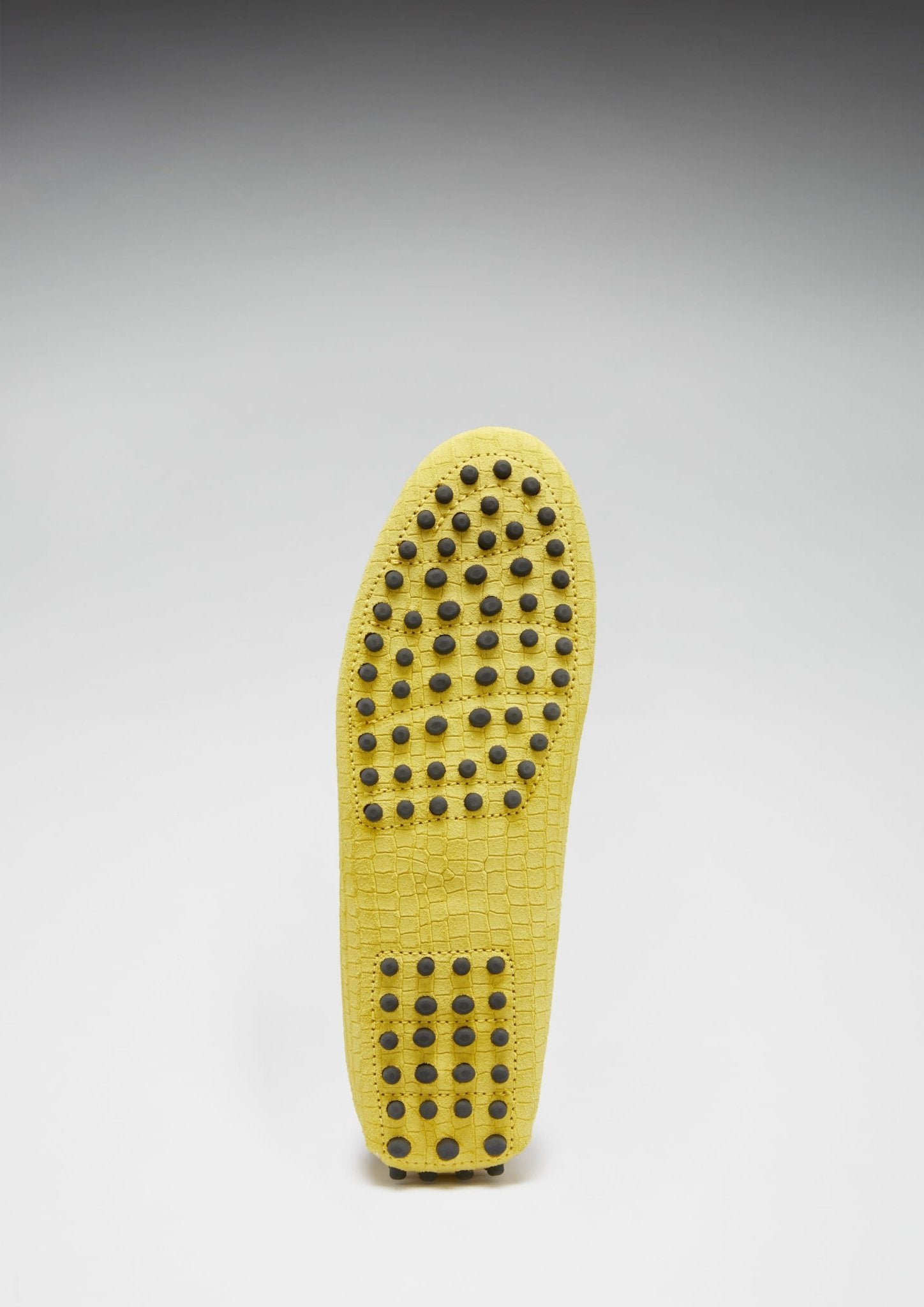 Women's Tasselled Driving Loafers, yellow embossed suede - Hugs & Co.