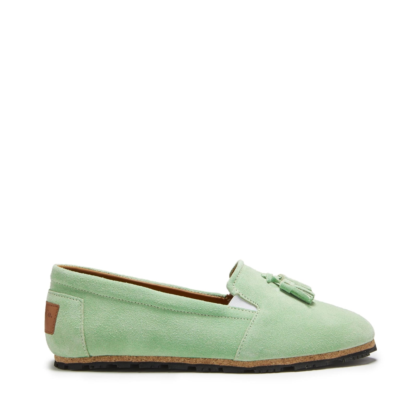 Women's Tasselled Espadrilles, lagoon green suede - Hugs & Co.