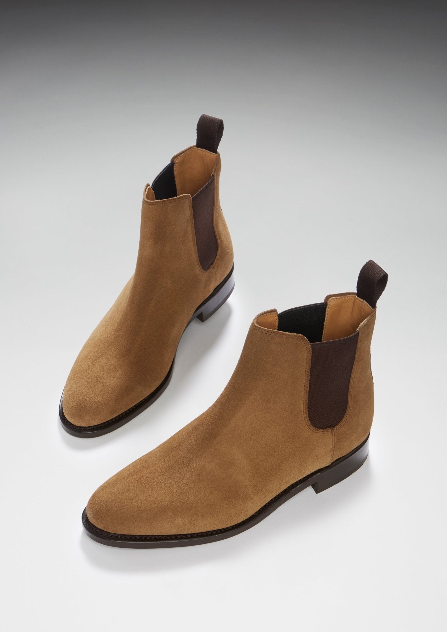 Women's Tobacco Suede Chelsea Boots, Welted Leather Sole - Hugs & Co.
