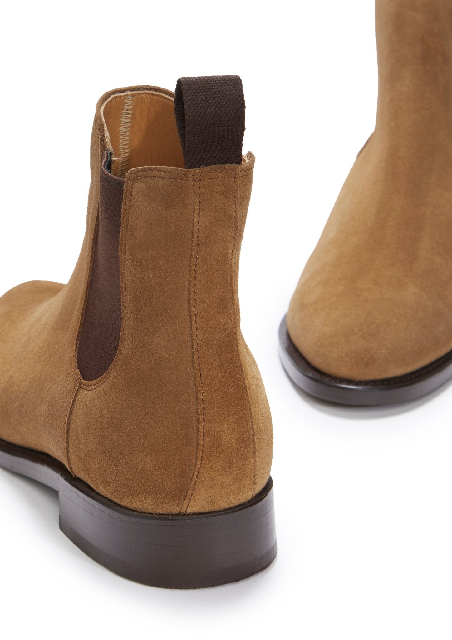 Women's Tobacco Suede Chelsea Boots, Welted Leather Sole - Hugs & Co.