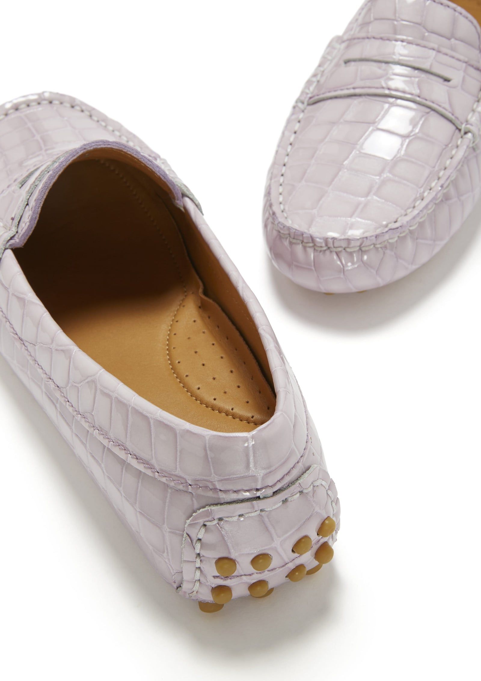 Penny Driving Loafer für Damen, lila Lackleder mit Krokoprägung
