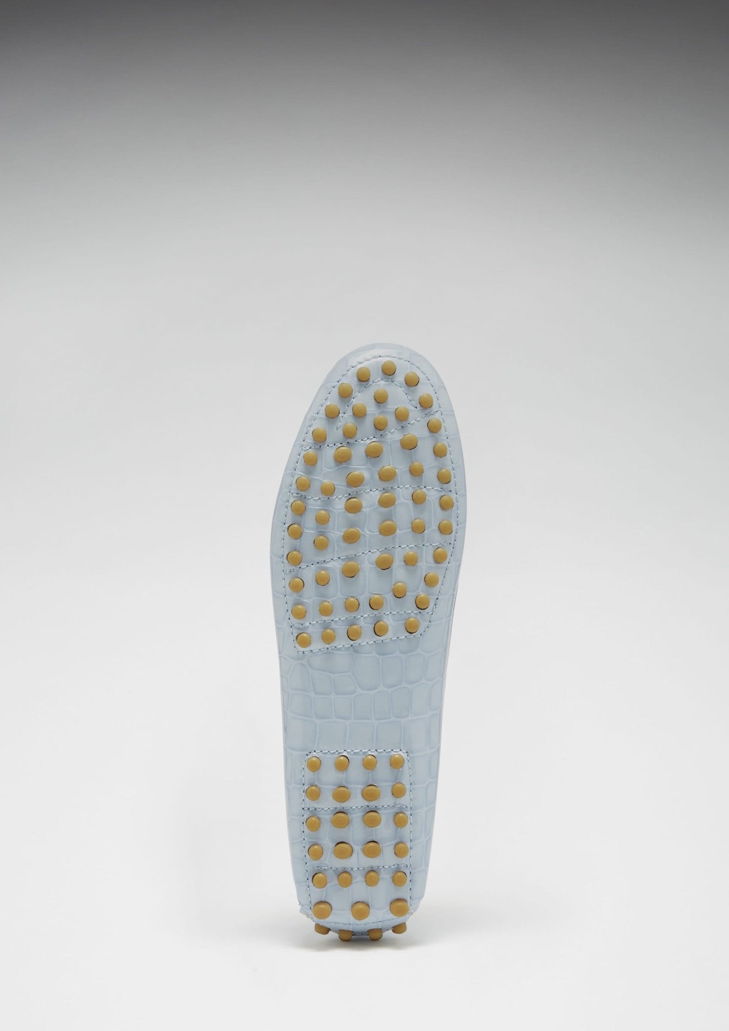 Women's Penny Driving Loafers, powder blue print patent leather - Hugs & Co.