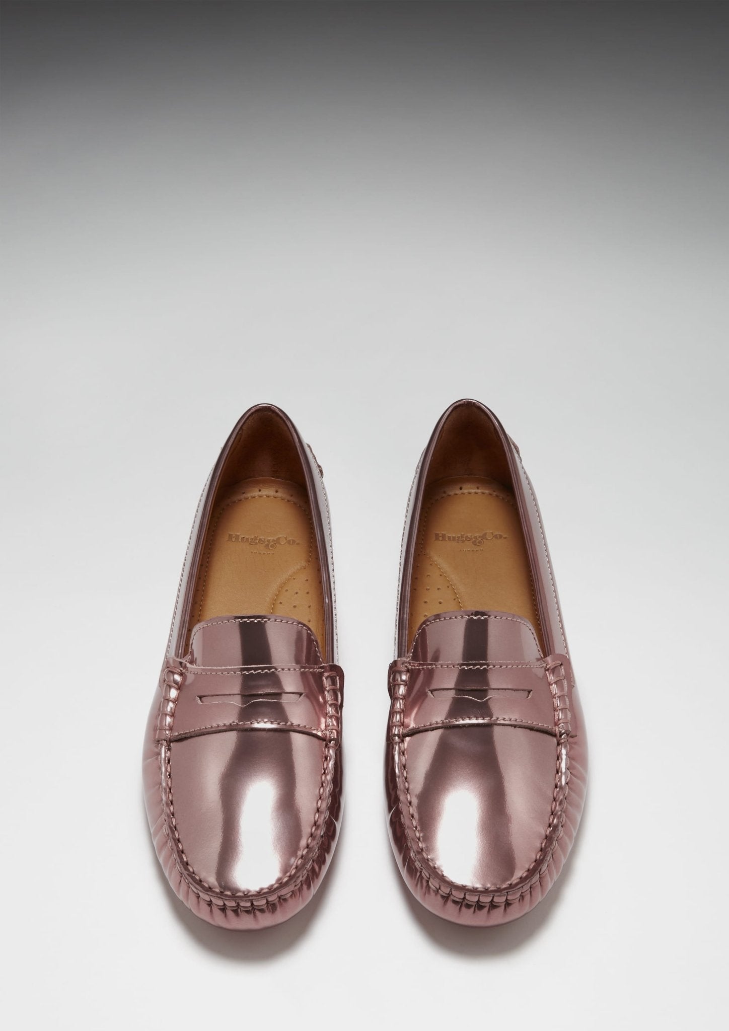 Women's Penny Driving Loafers, rose gold patent leather - Hugs & Co.