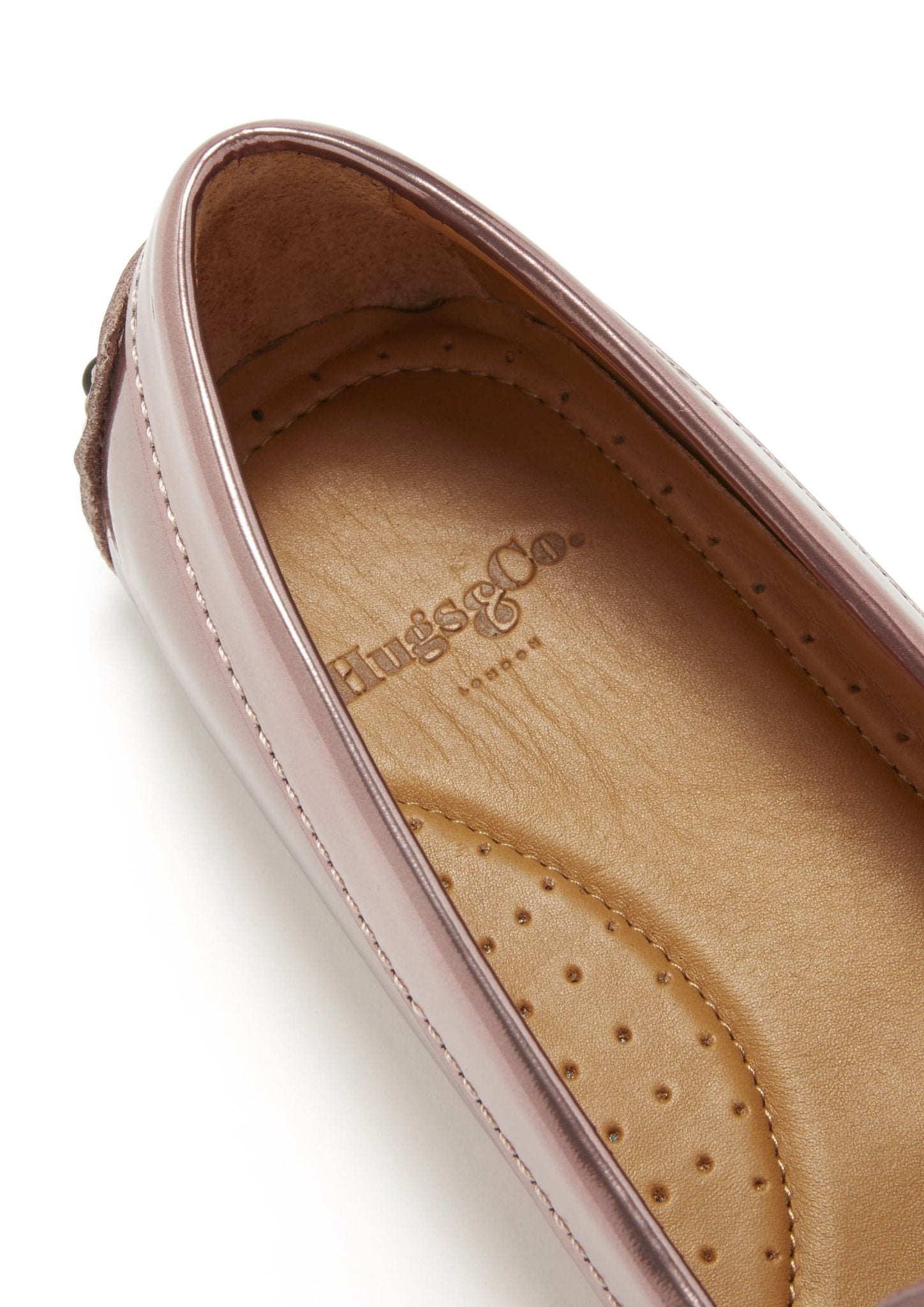 Women's Penny Driving Loafers, rose gold patent leather - Hugs & Co.