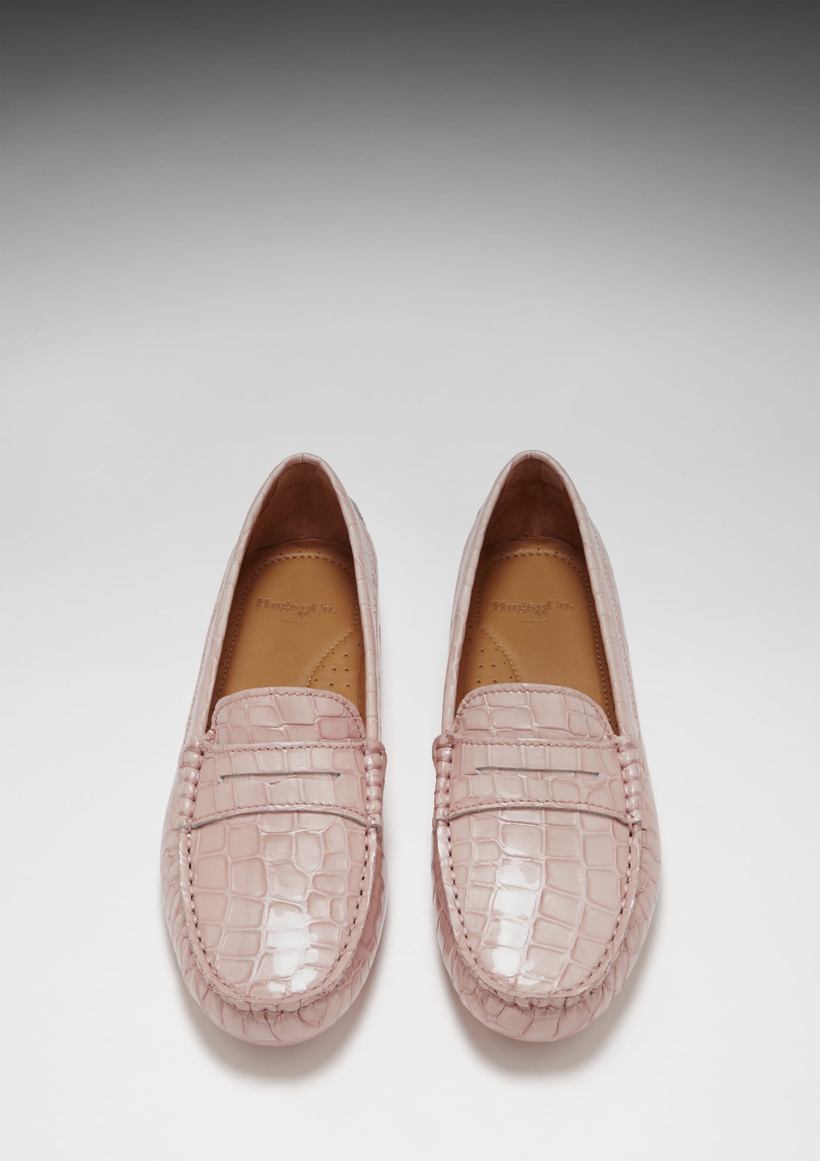 Penny Driving Loafer für Damen, puderrosa bedrucktes Lackleder
