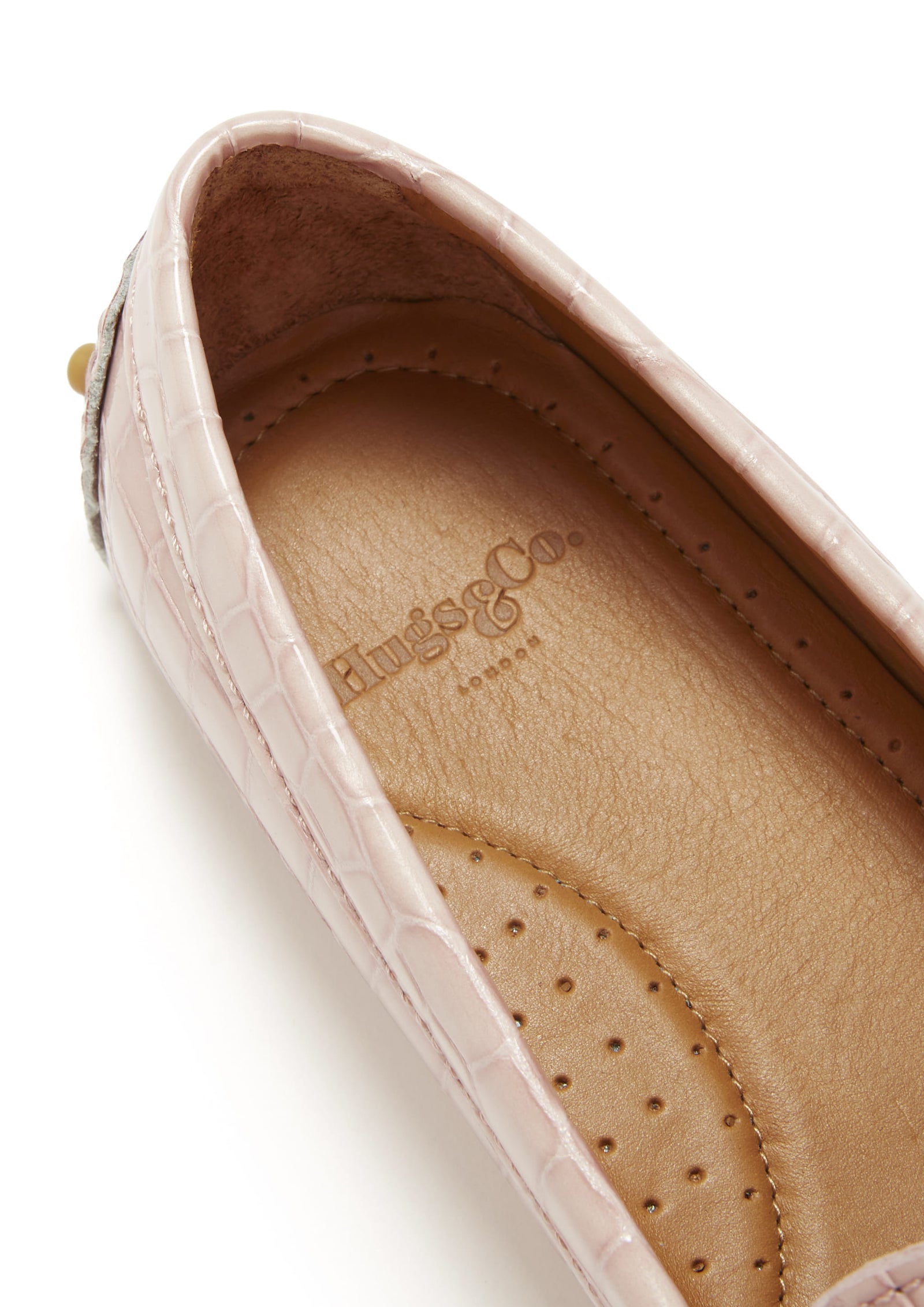 Penny Driving Loafer für Damen, puderrosa bedrucktes Lackleder