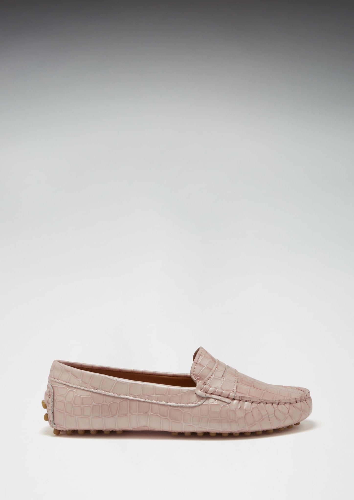 Women's Penny Driving Loafers, powder pink print patent leather - Hugs & Co.